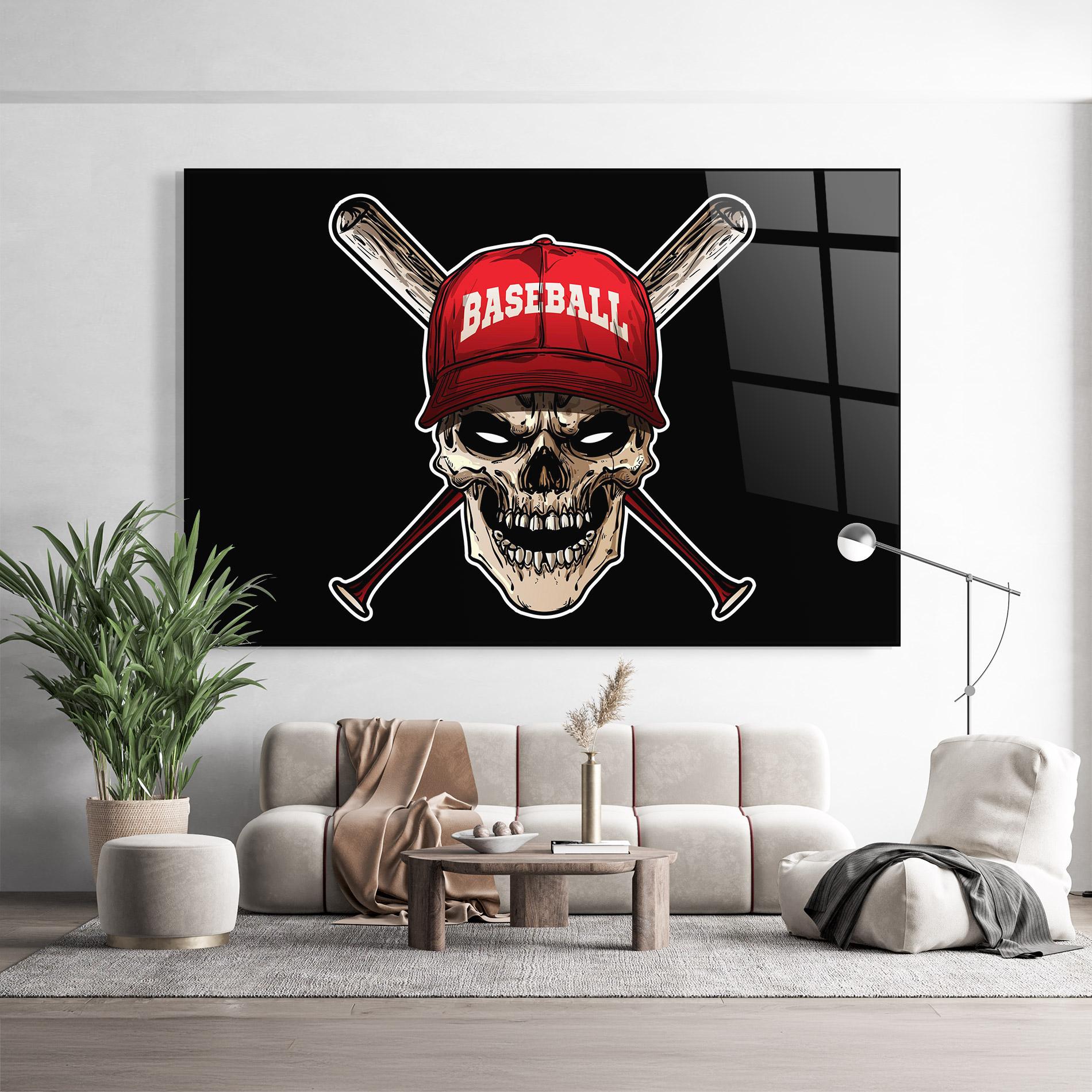 Glasbild Baseball Skull mockup 9