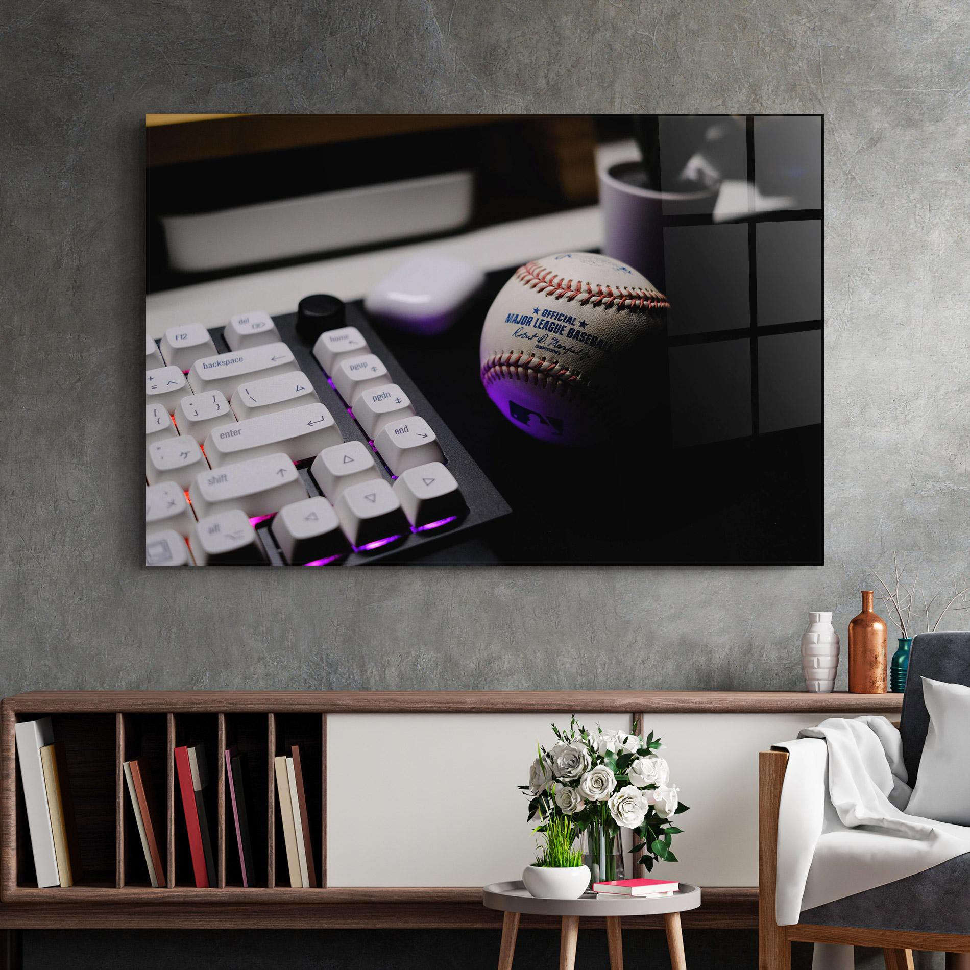Glasbild Baseball Ball Gaming mockup 2