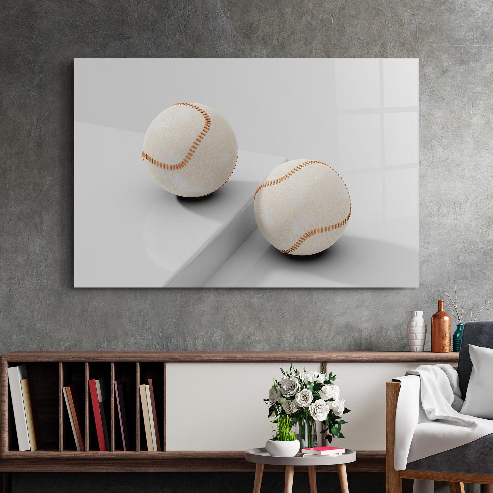 Glasbild Baseball Ball On White mockup 2