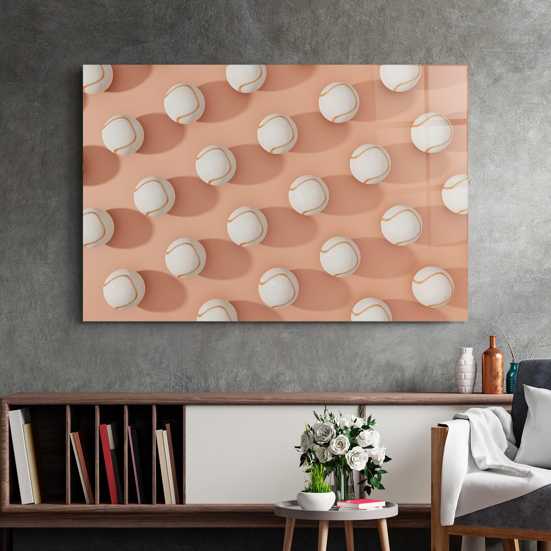 Glasbild Baseball Ball Pattern mockup 2