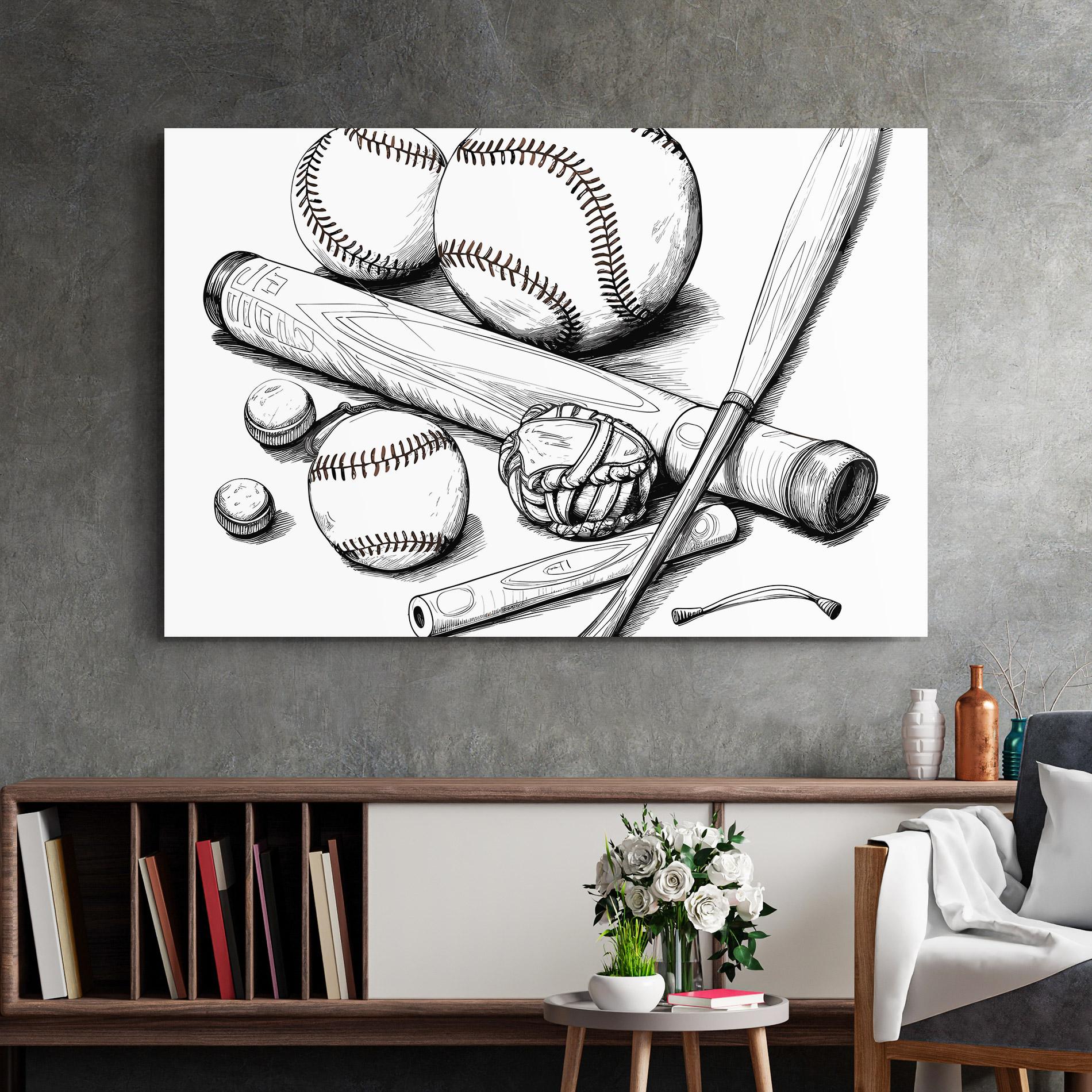 Glasbild Baseball Balls Line mockup 2