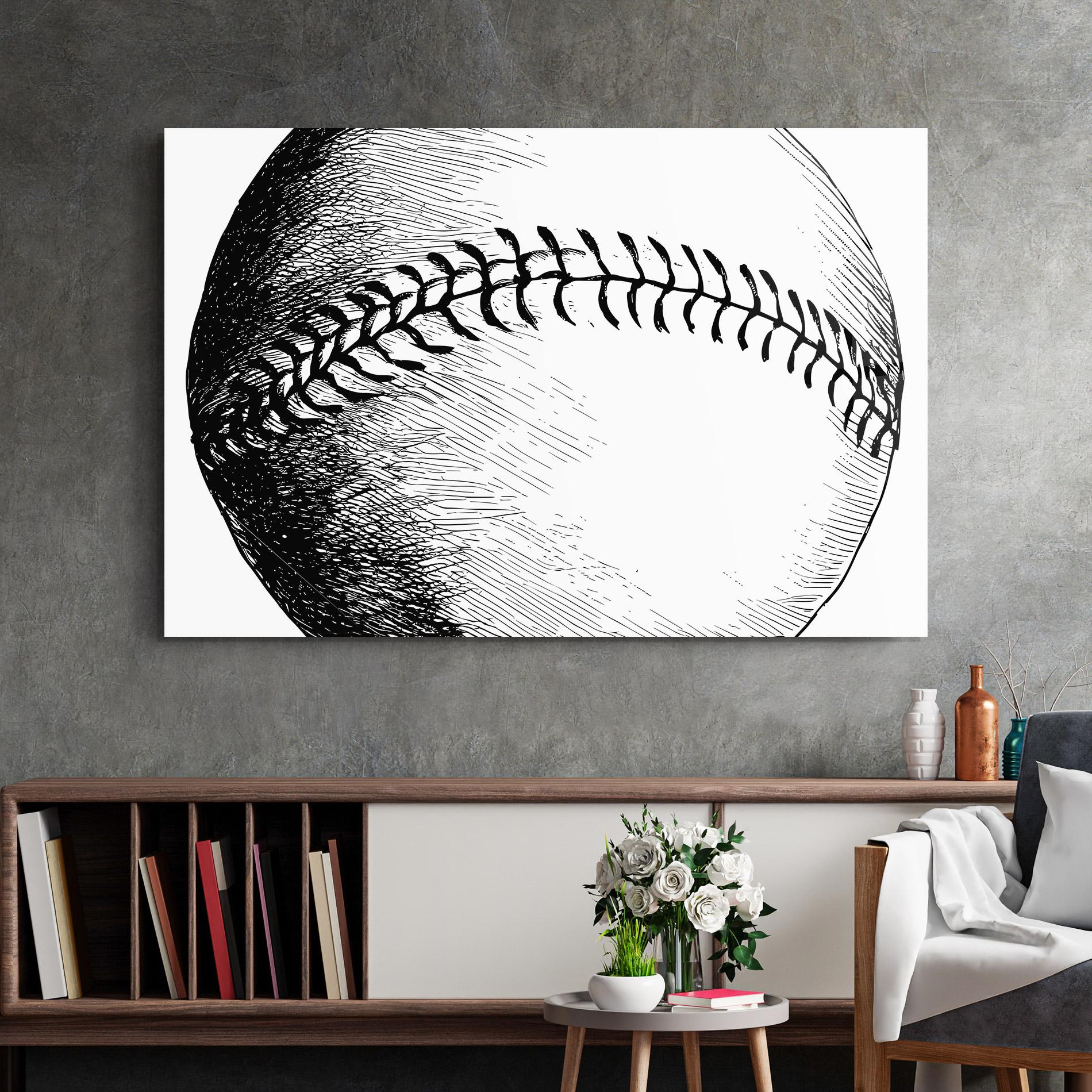 Glasbild Baseball Black Line mockup 2