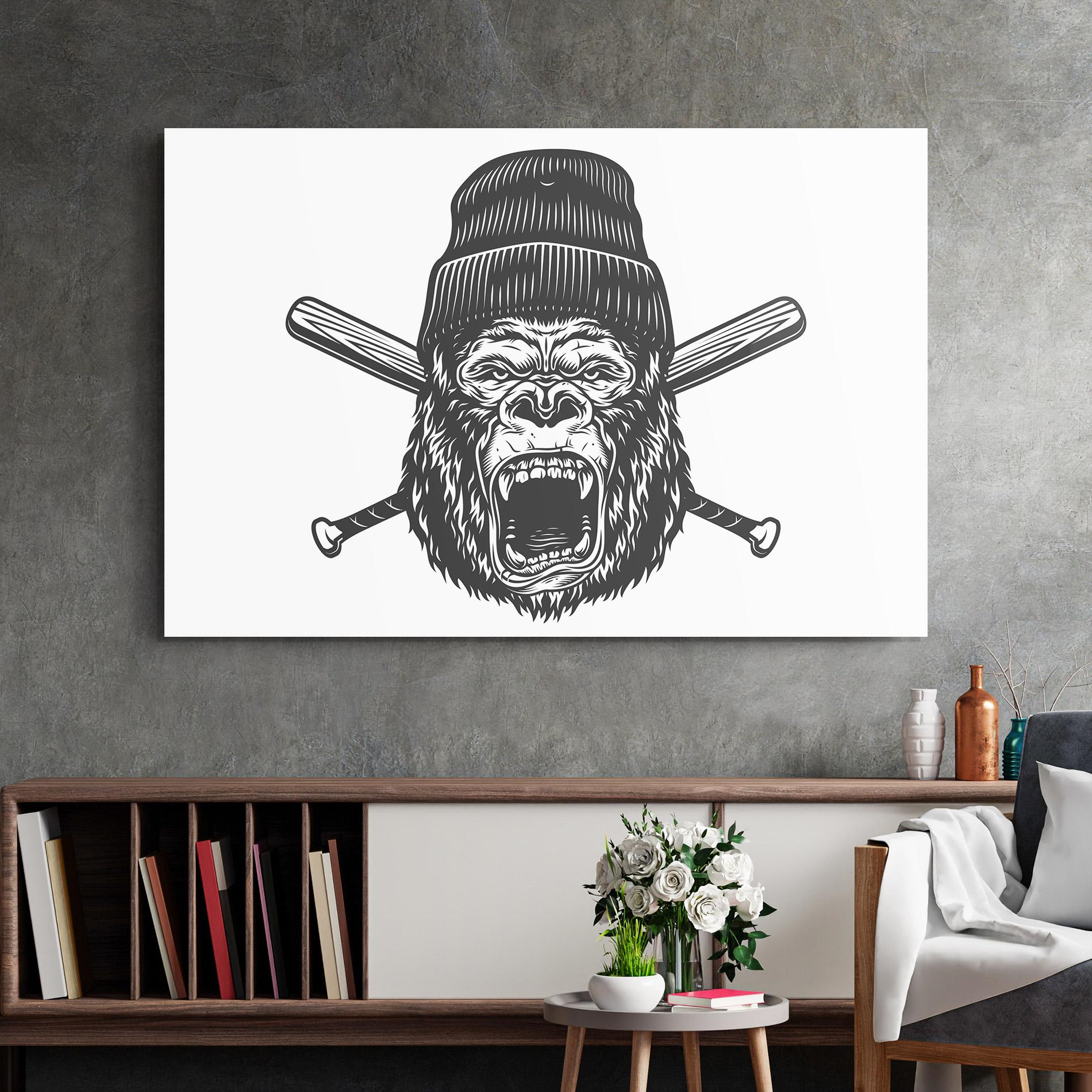Glasbild Baseball Gorilla mockup 2