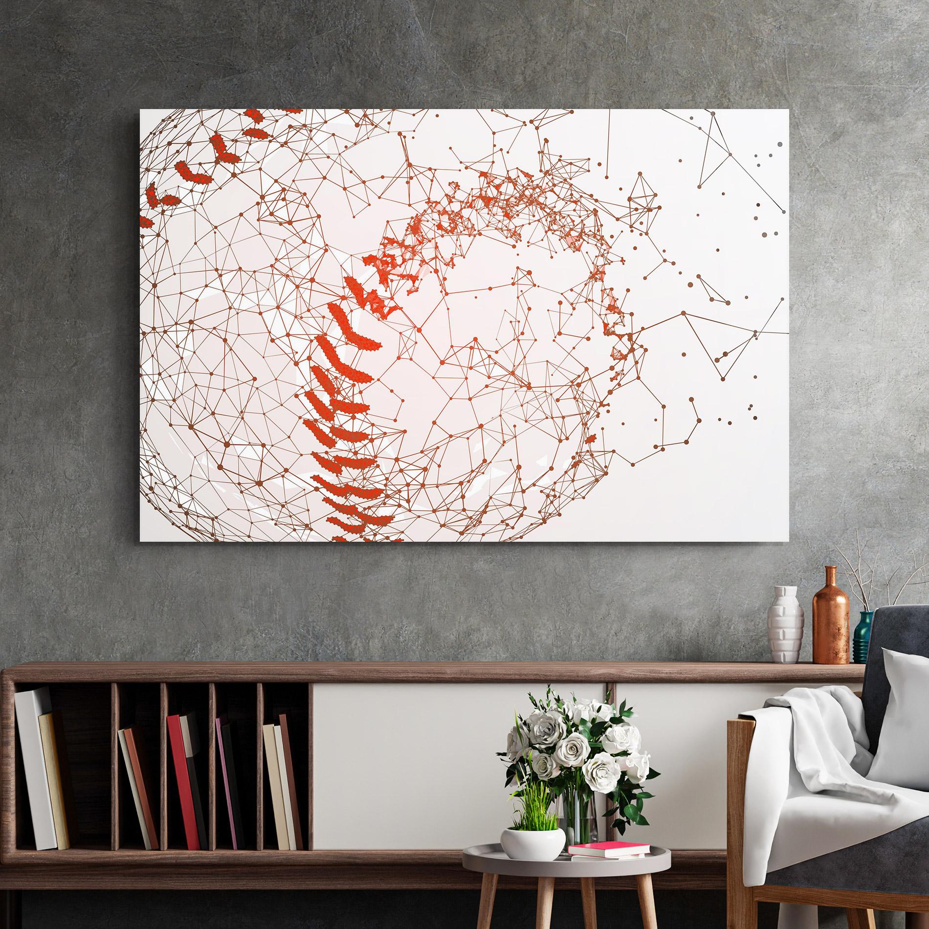 Glasbild Baseball Line Art mockup 2