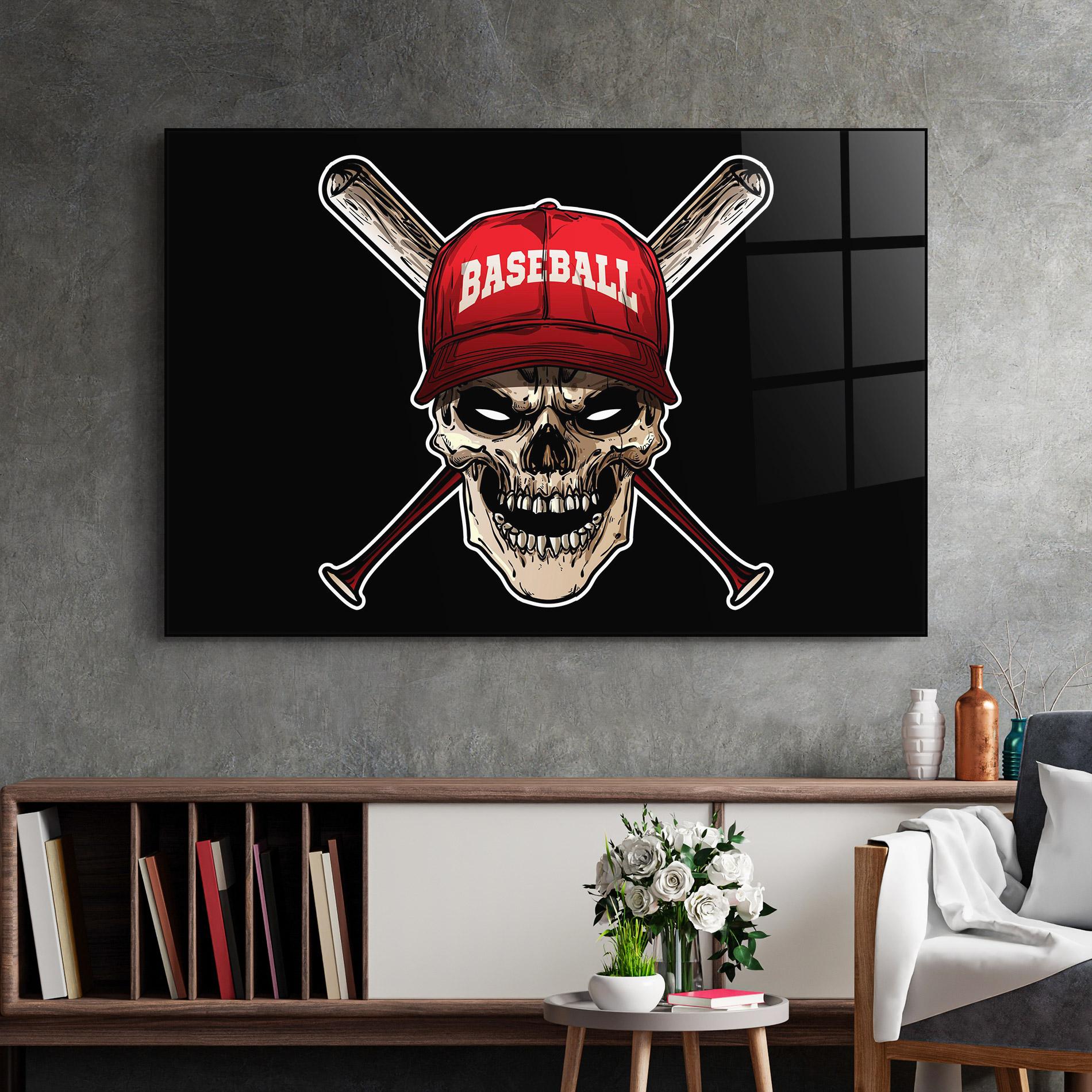 Glasbild Baseball Skull mockup 2