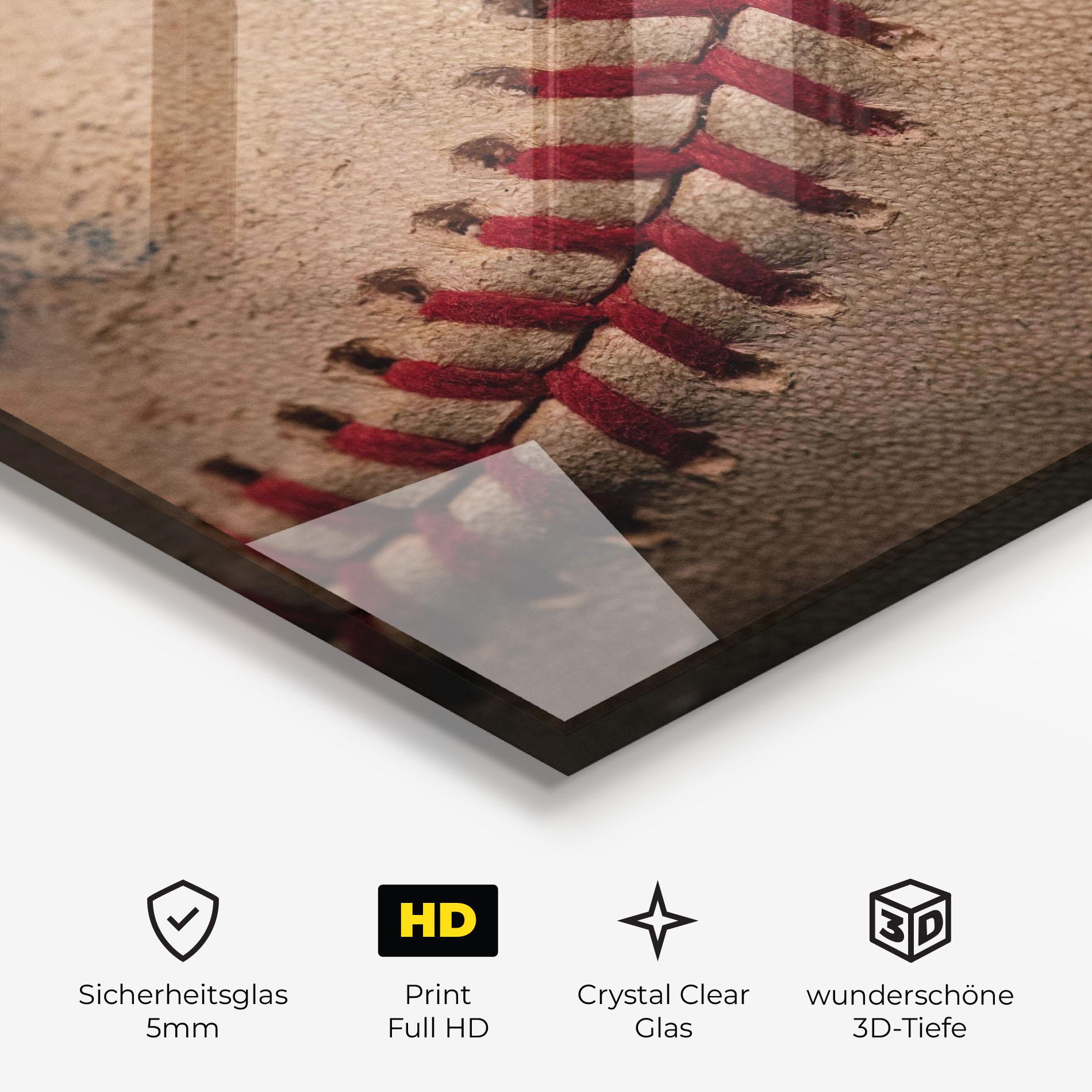 Glasbild Baseball Ball Close Up mockup 3