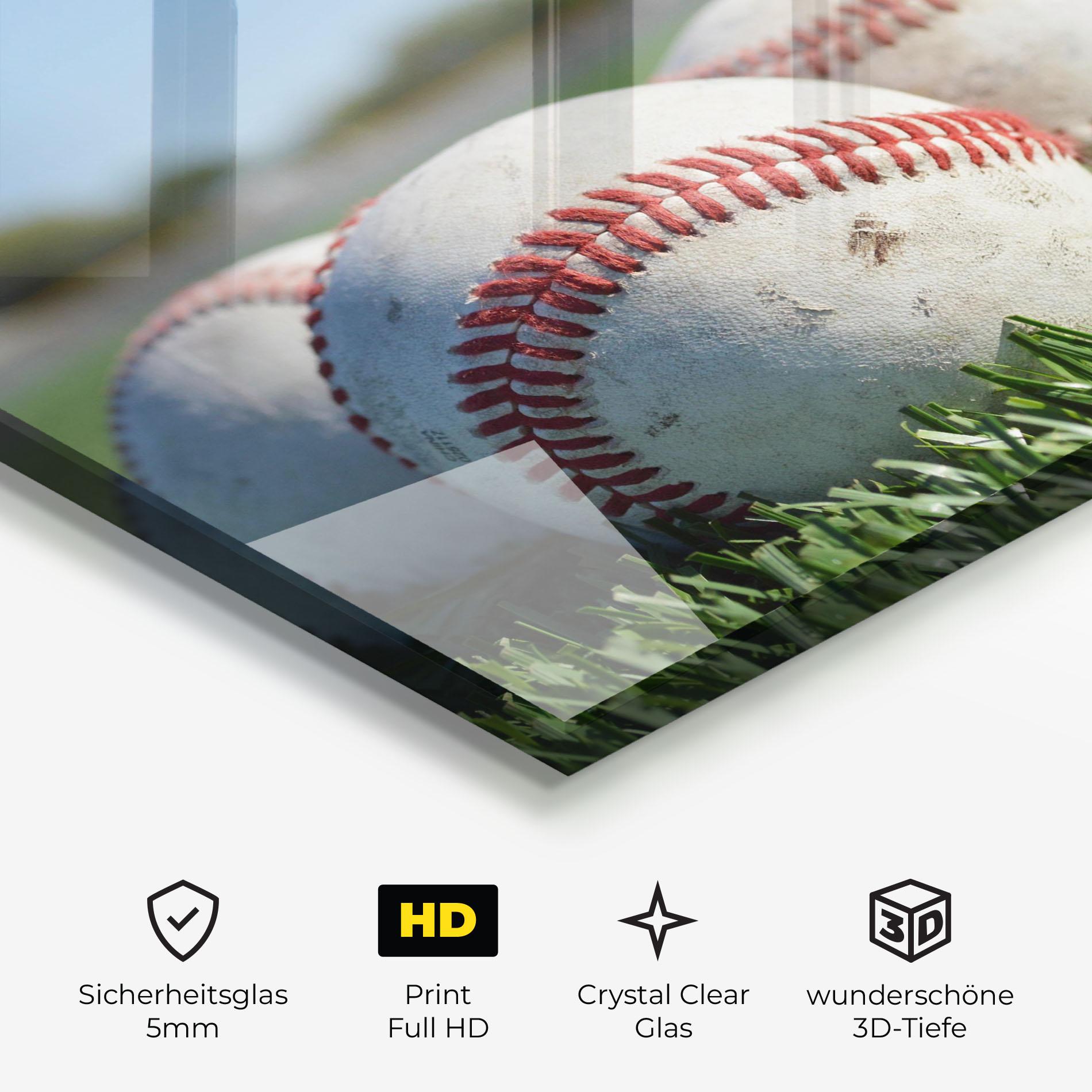Glasbild Baseball Ball In Grass mockup 3