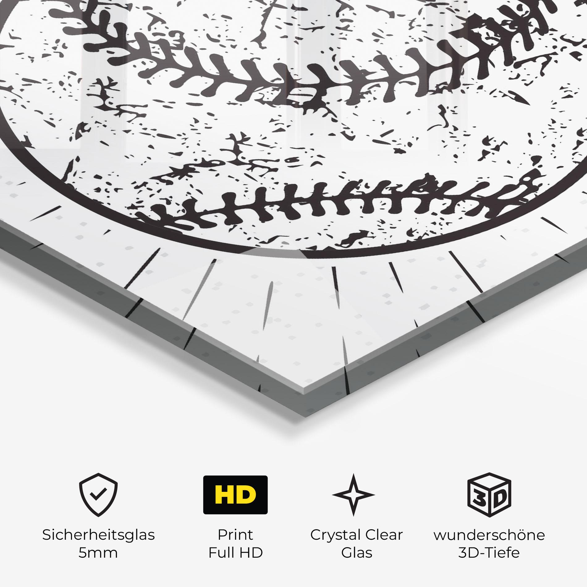Glasbild Baseball Ball Line mockup 3