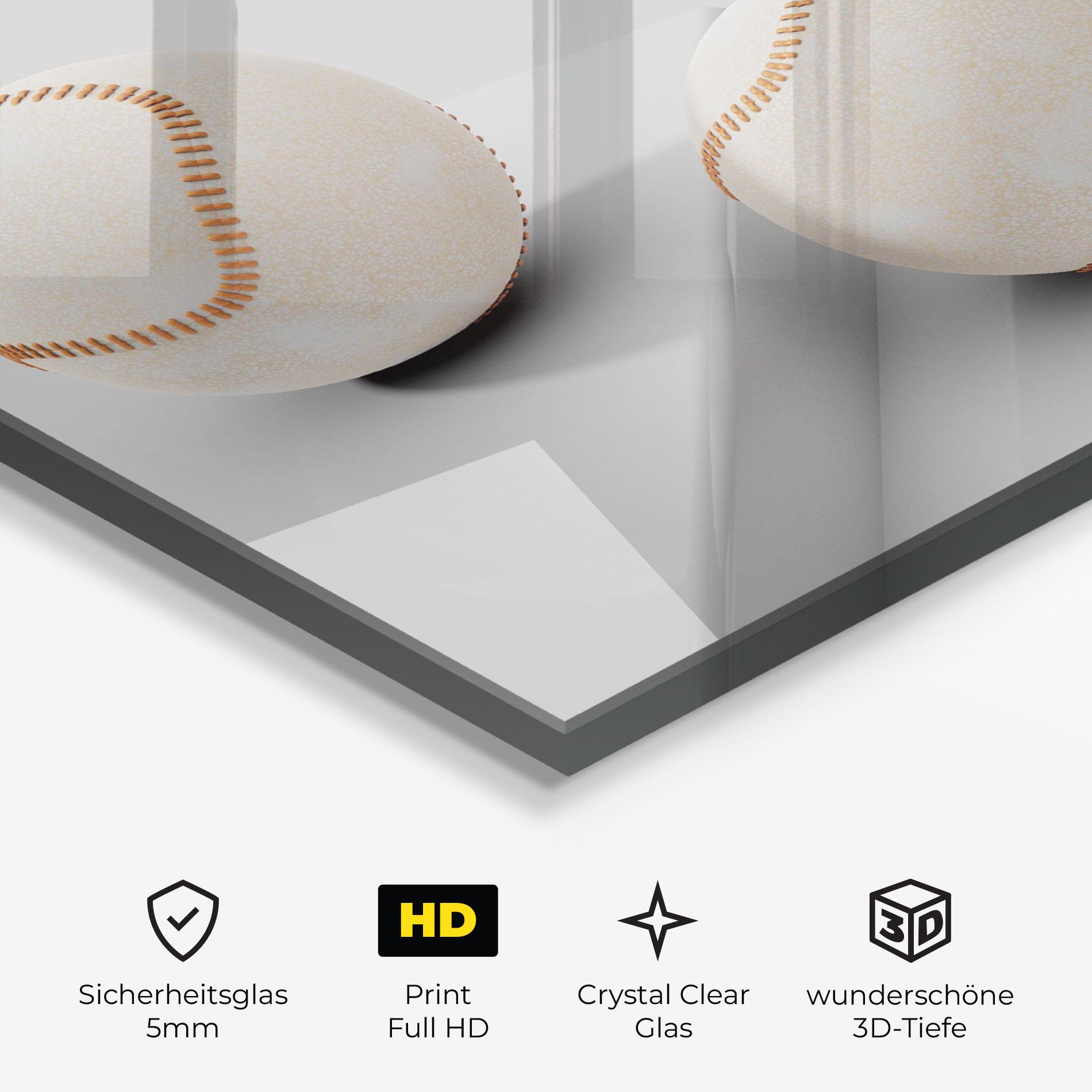 Glasbild Baseball Ball On White mockup 3