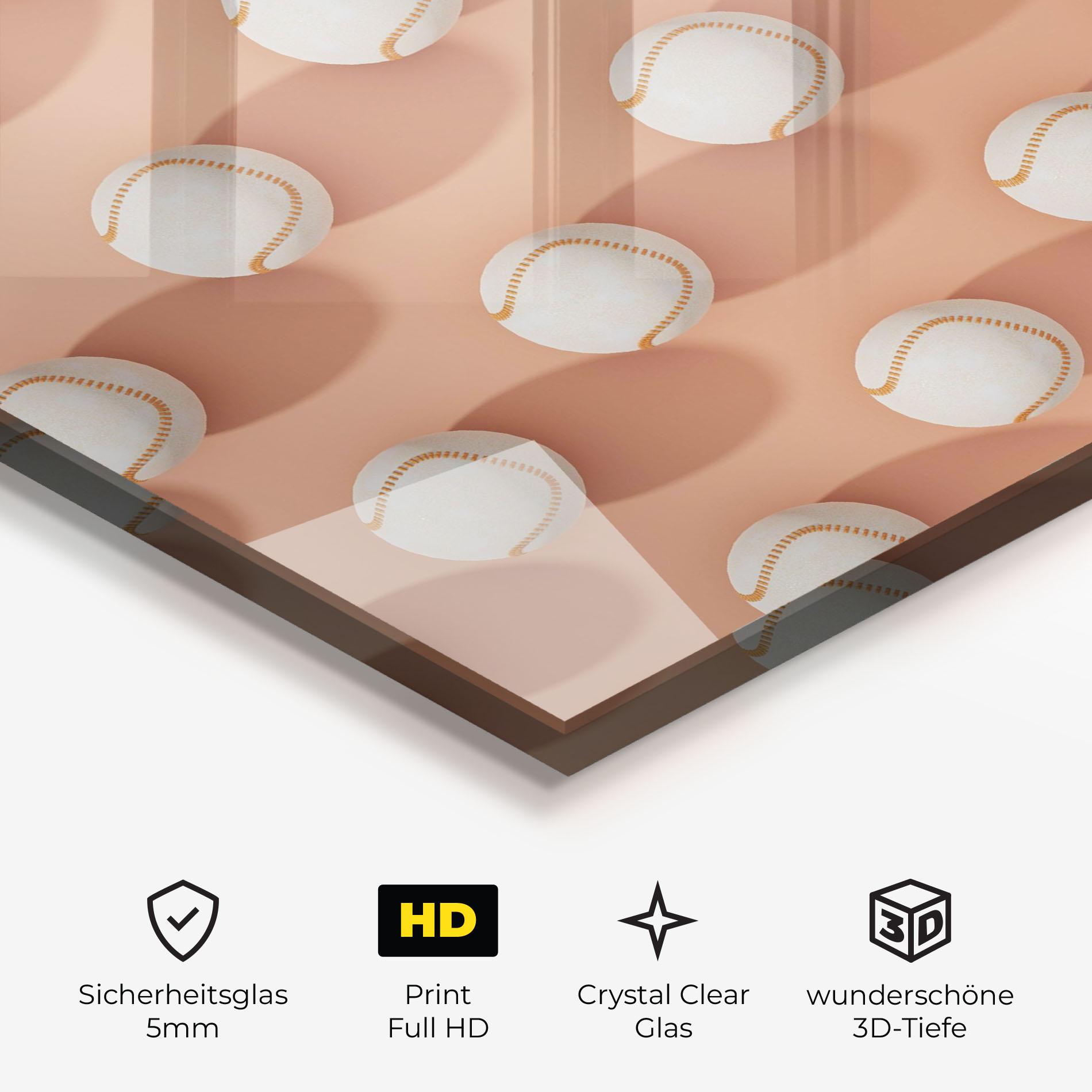 Glasbild Baseball Ball Pattern mockup 3