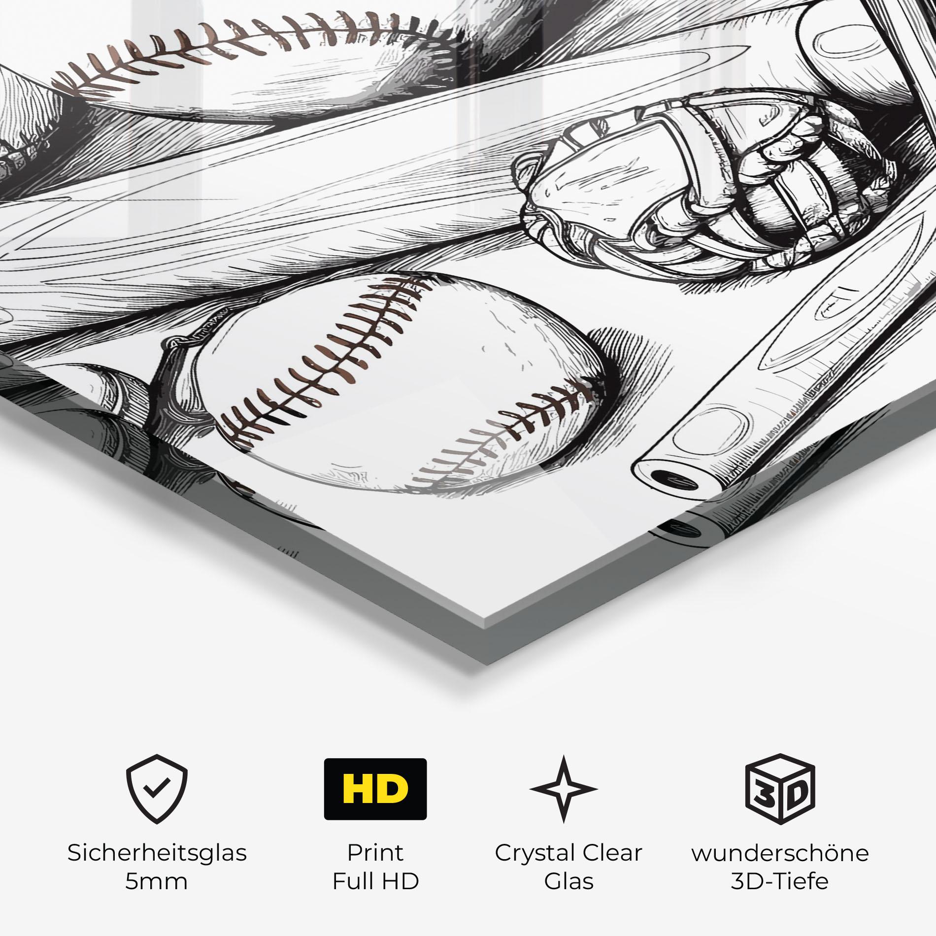 Glasbild Baseball Balls Line mockup 3