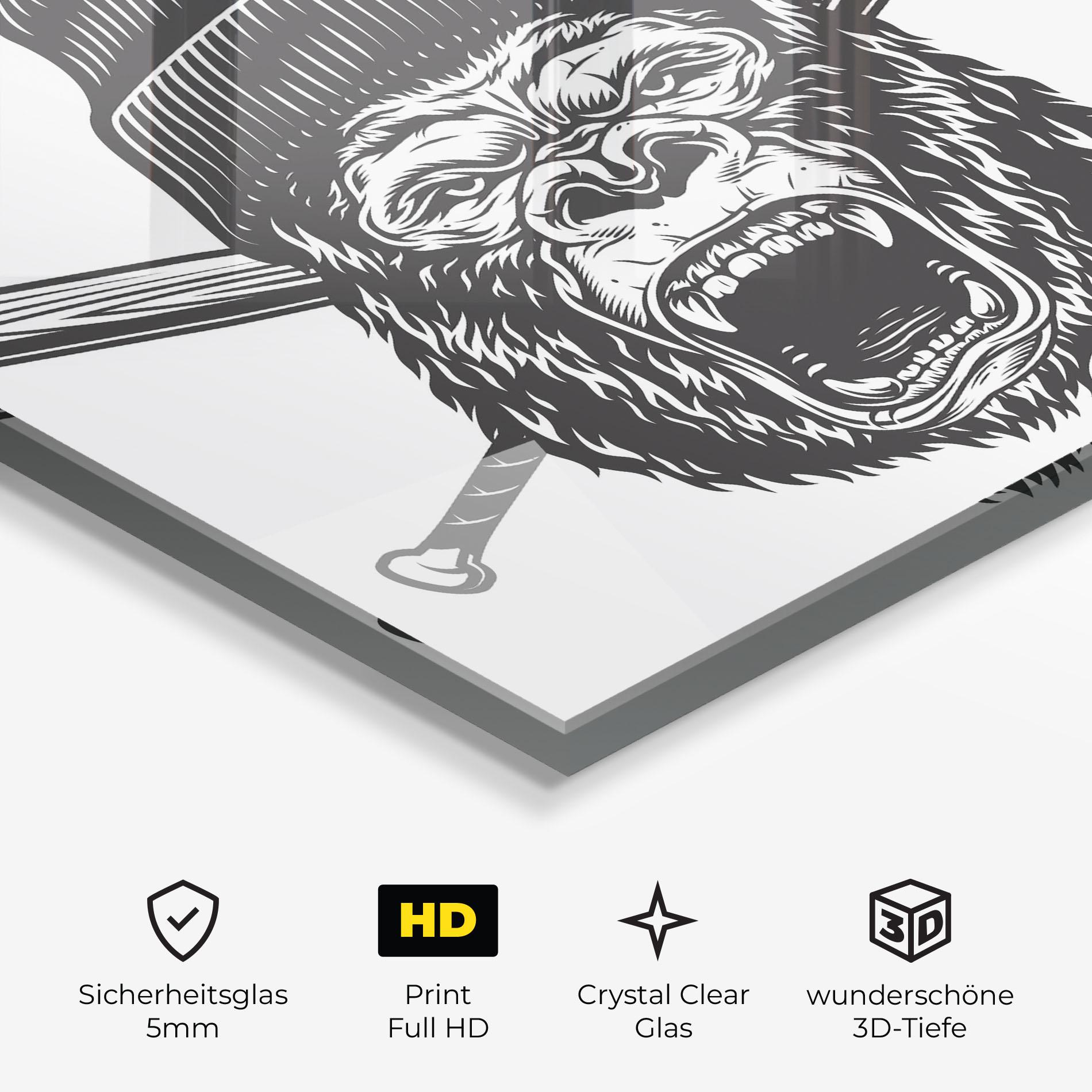 Glasbild Baseball Gorilla mockup 3