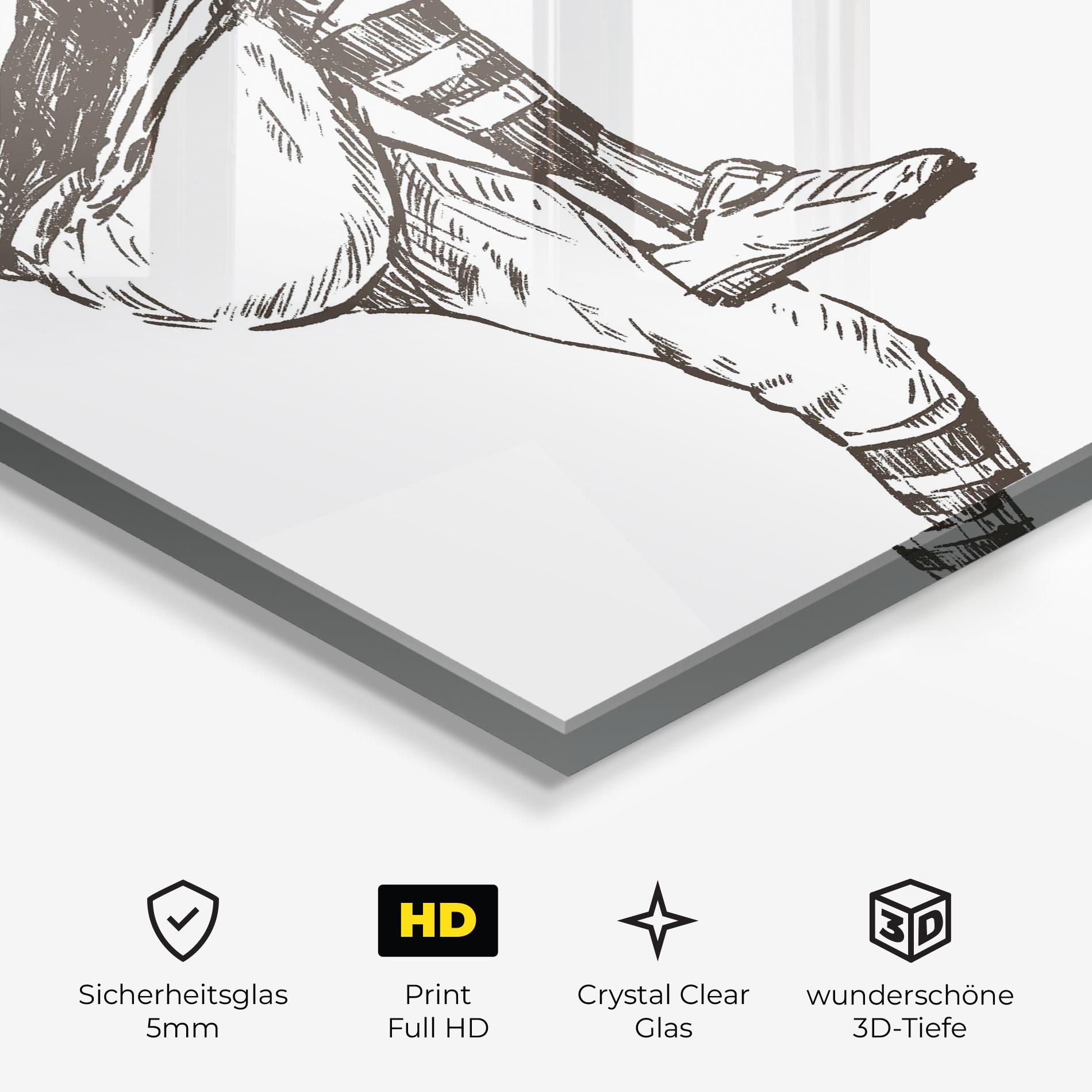 Glasbild Baseball Player Line mockup 3