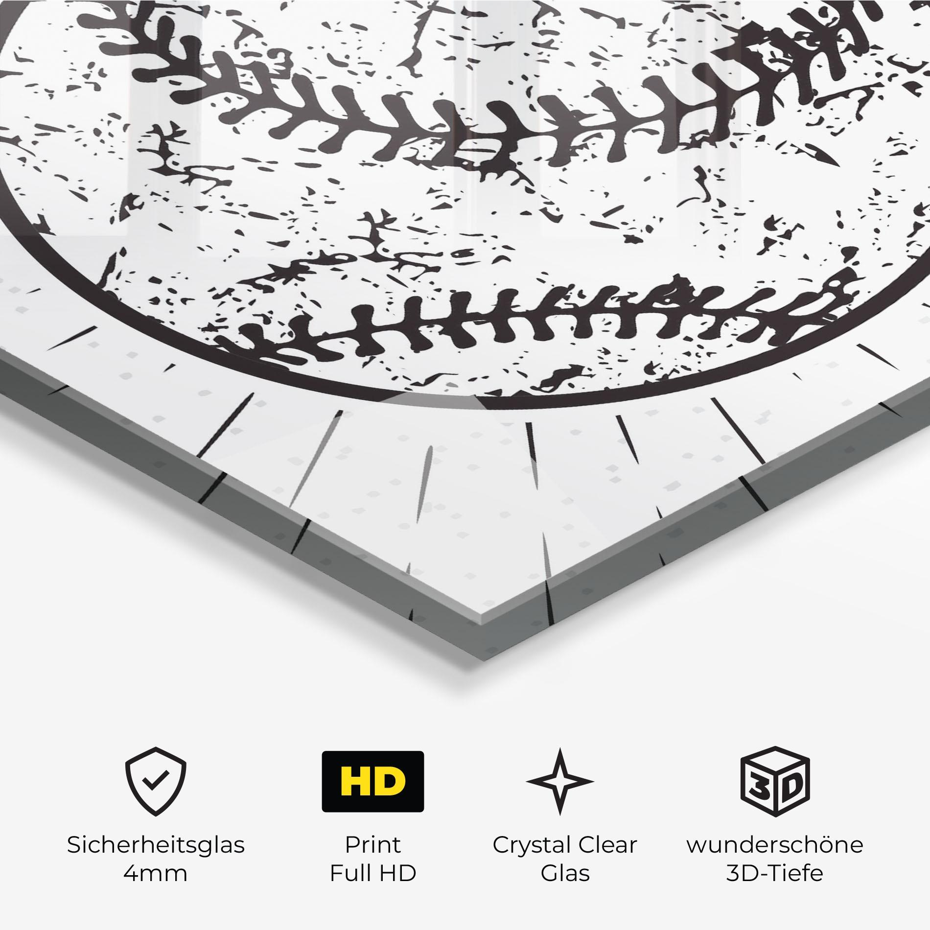 Glasbild Baseball Ball Line mockup 3