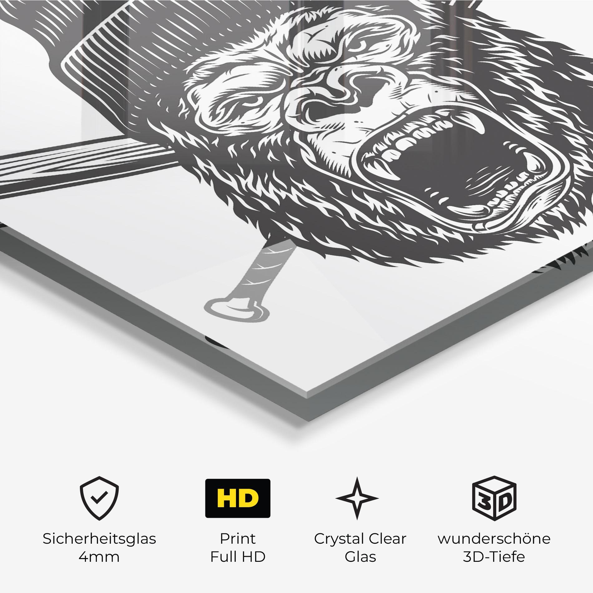 Glasbild Baseball Gorilla mockup 3