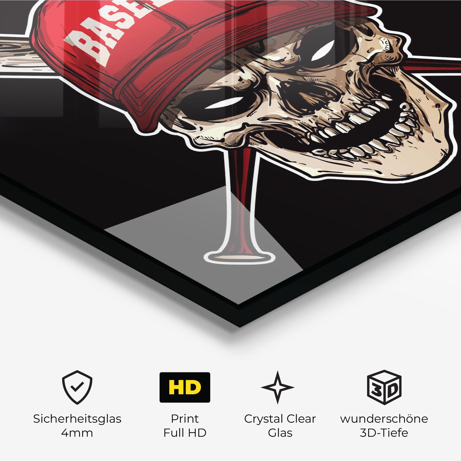 Glasbild Baseball Skull mockup 3