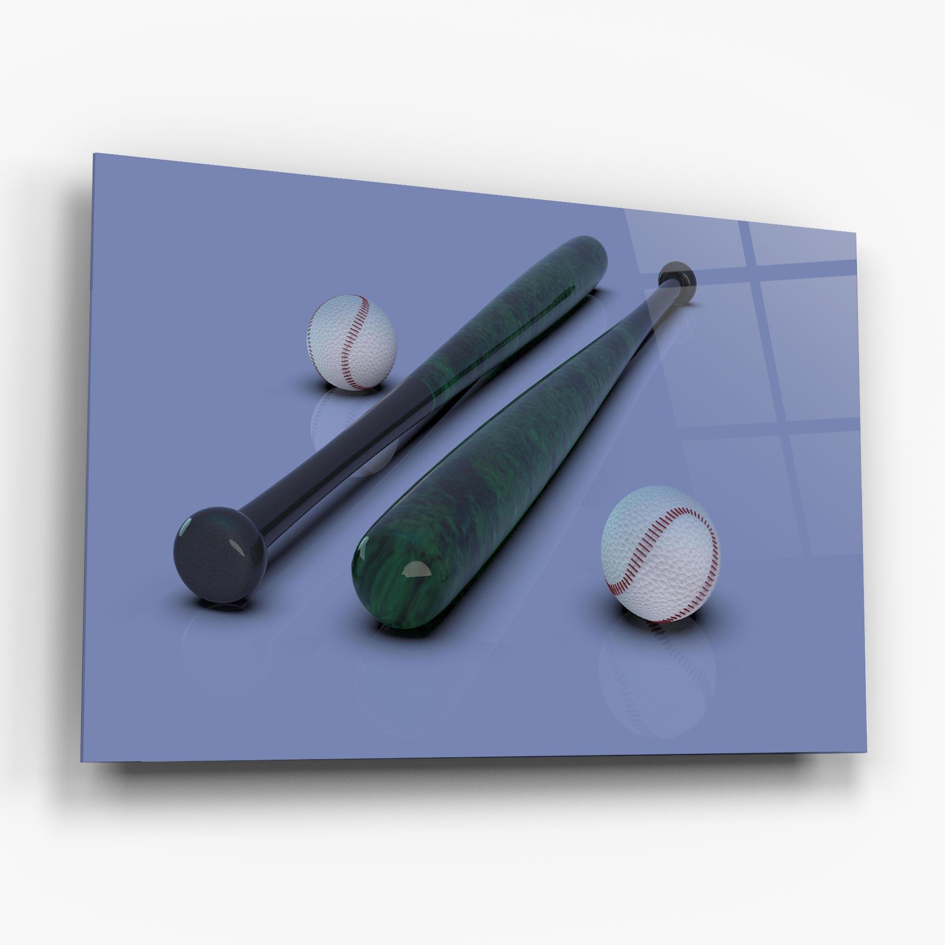 Glasbild Baseball Ball On Purple mockup 6