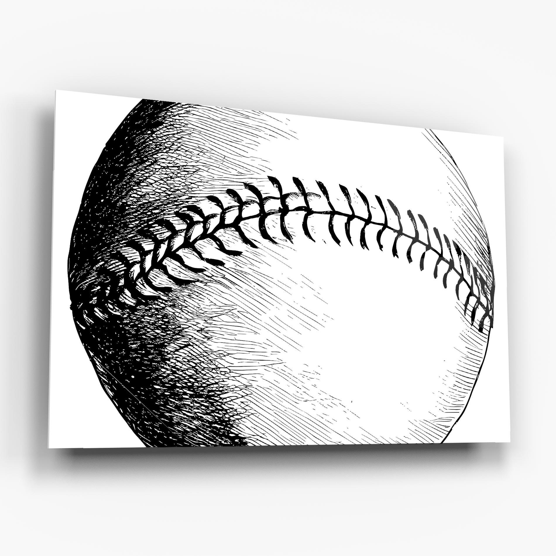 Glasbild Baseball Black Line mockup 6