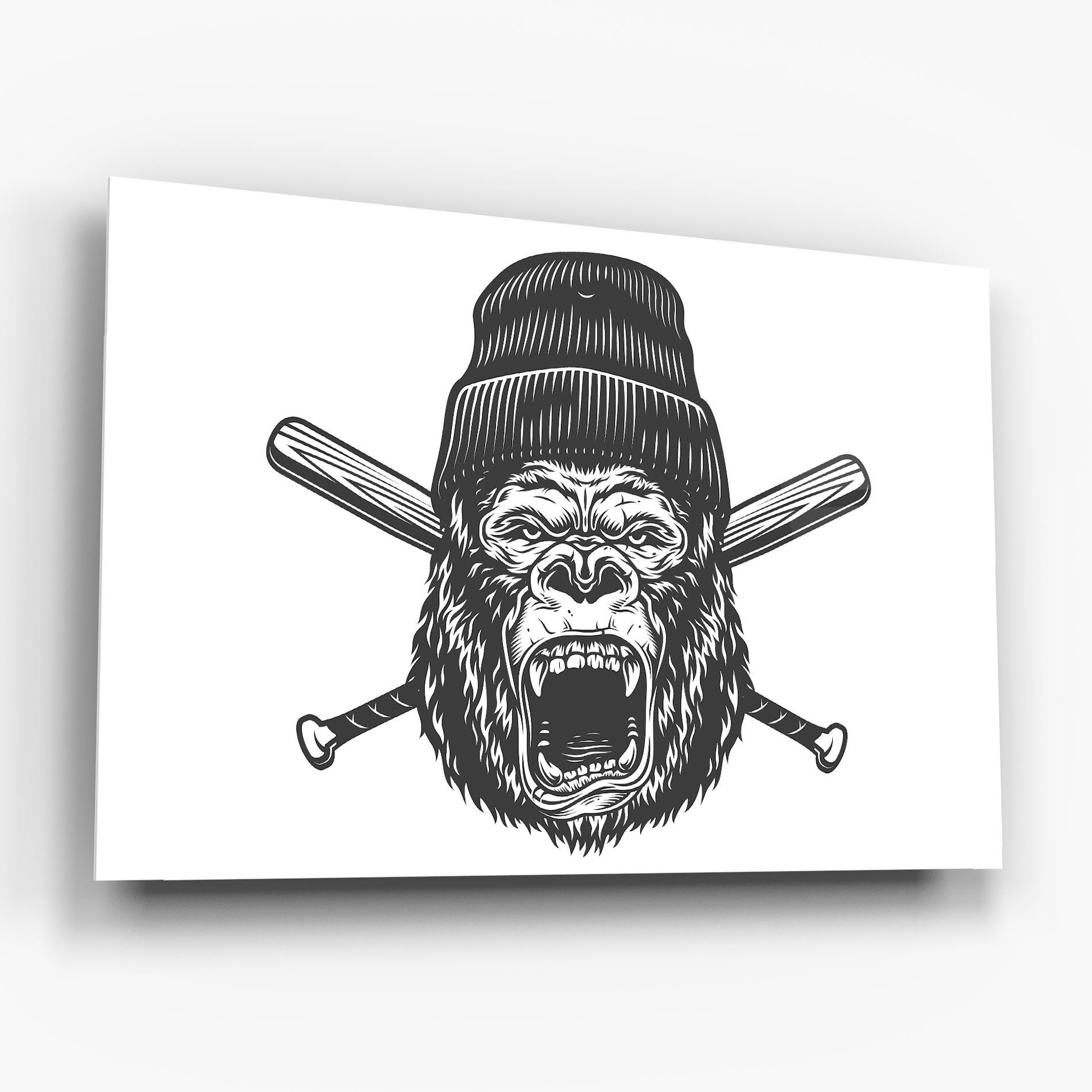 Glasbild Baseball Gorilla mockup 6