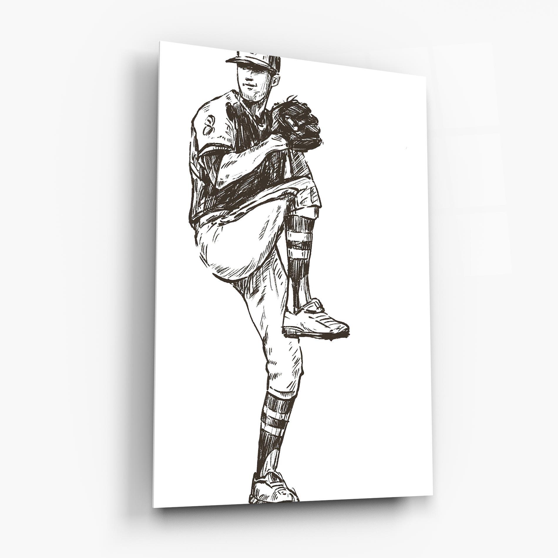 Glasbild Baseball Player Line mockup 6