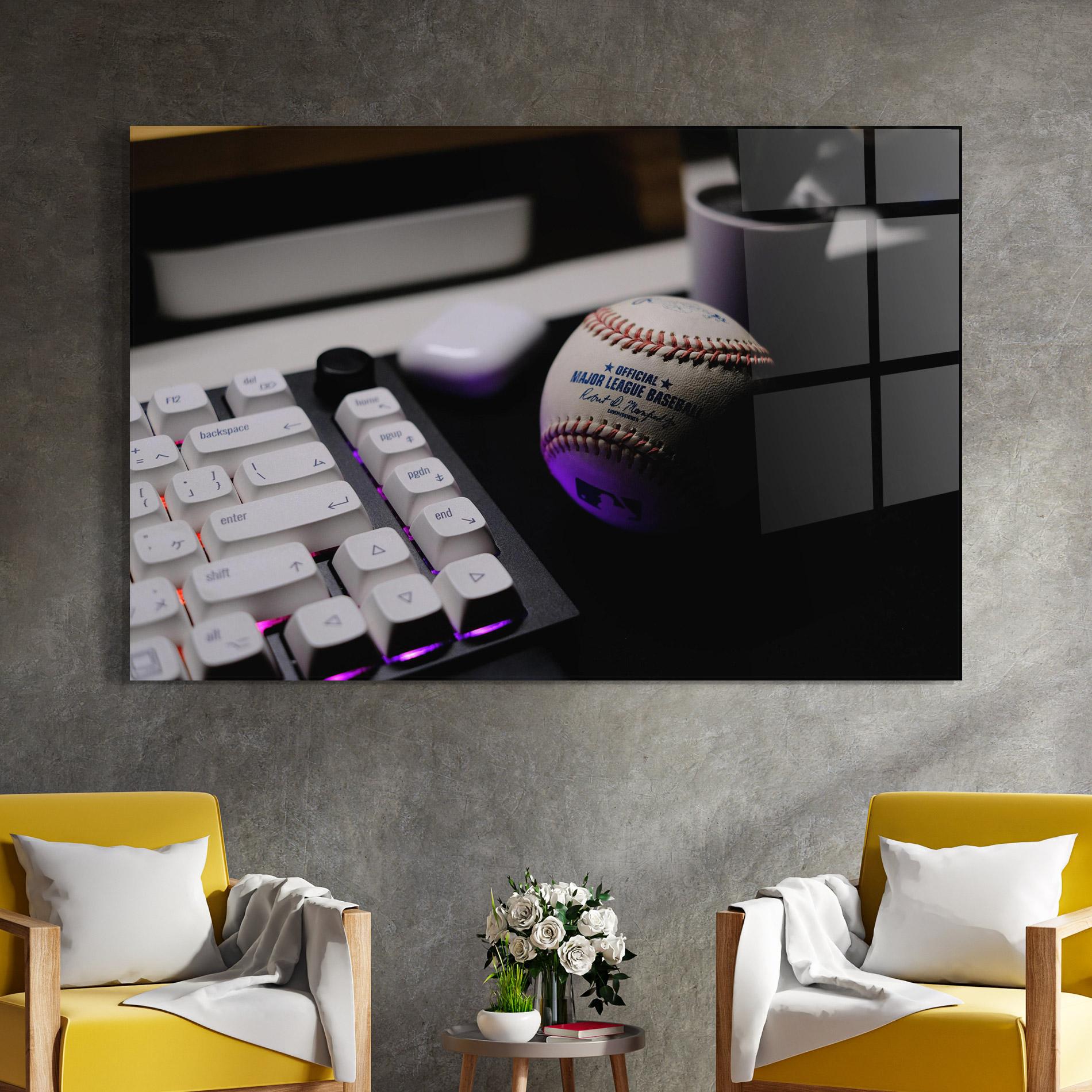 Glasbild Baseball Ball Gaming mockup 4