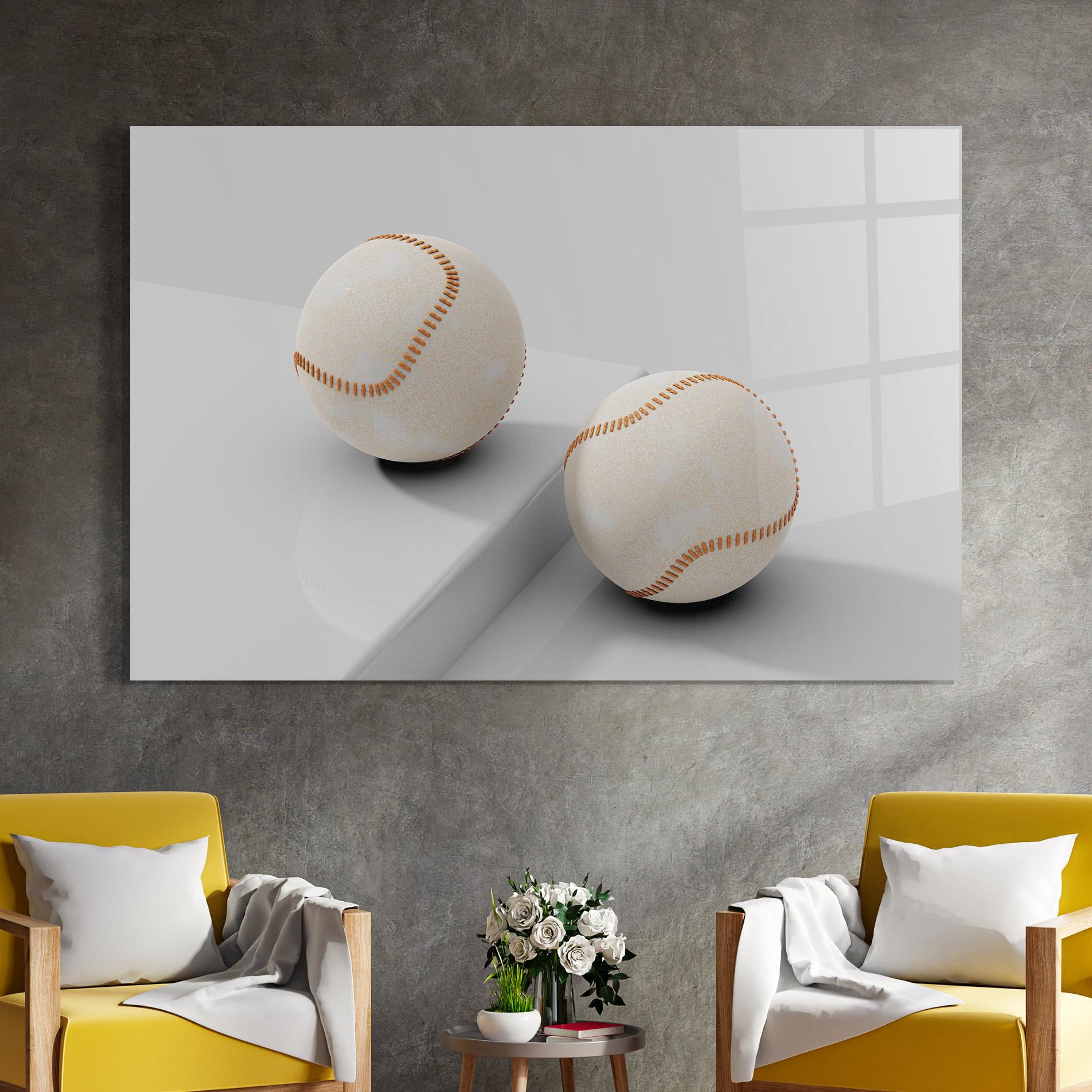 Glasbild Baseball Ball On White mockup 4