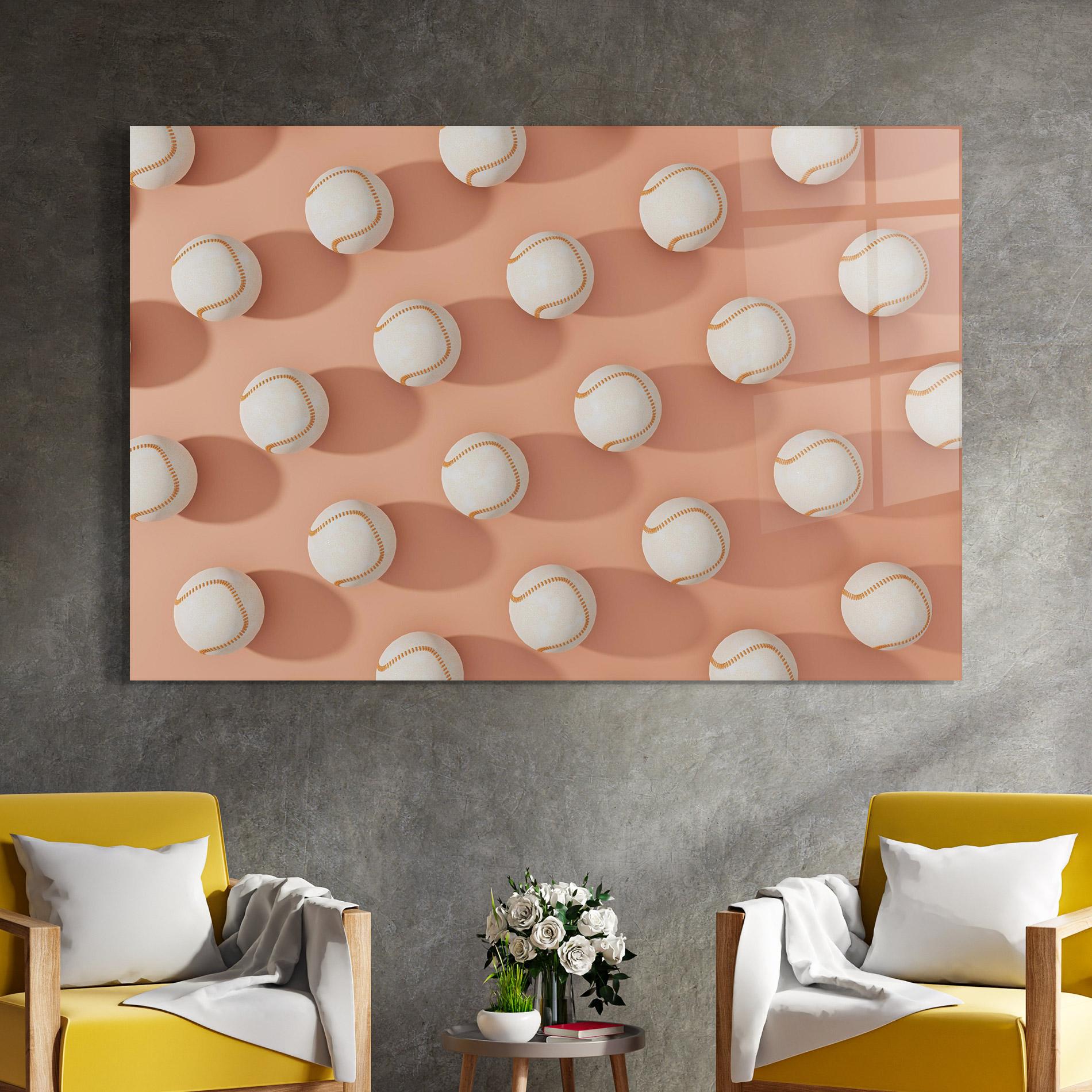 Glasbild Baseball Ball Pattern mockup 4