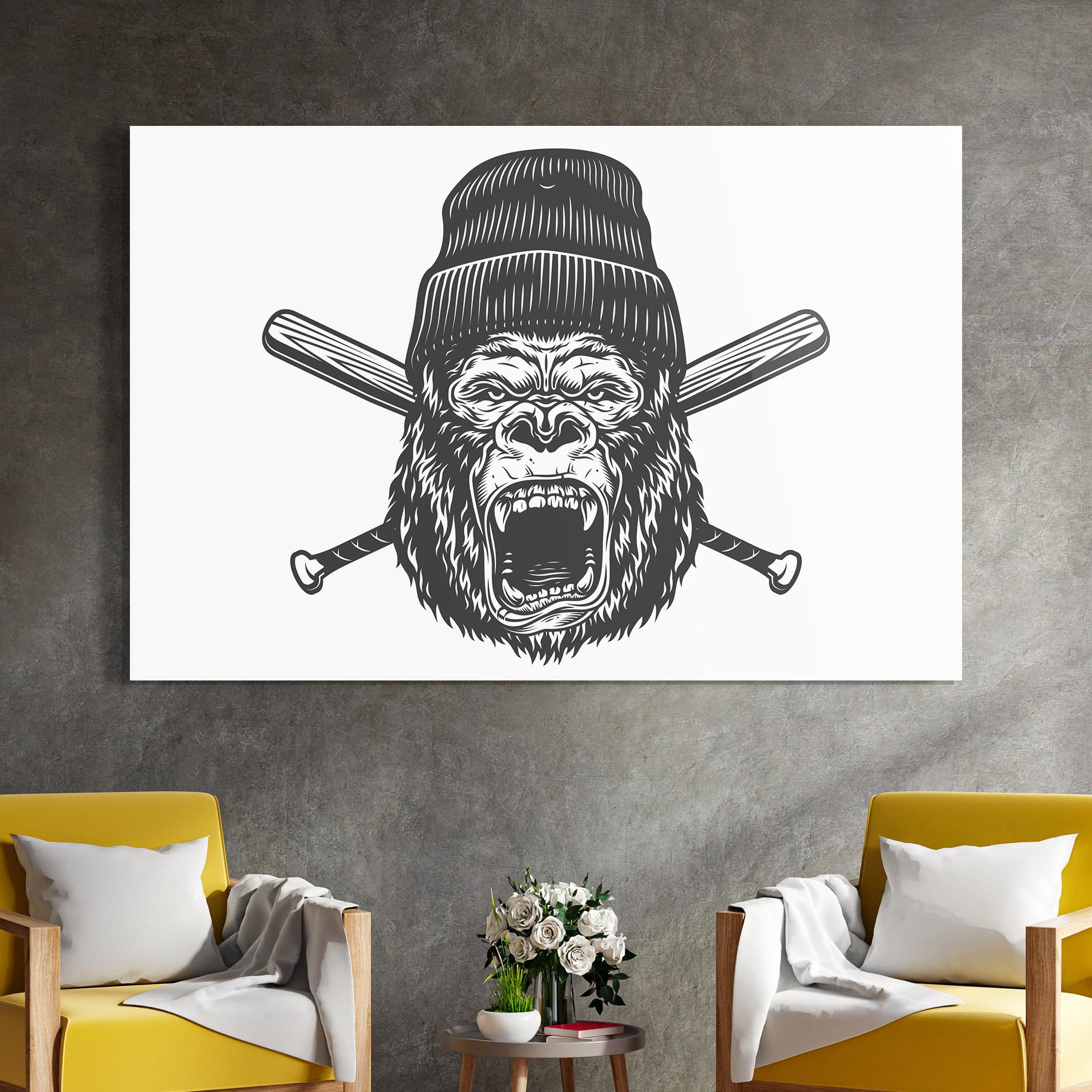 Glasbild Baseball Gorilla mockup 4