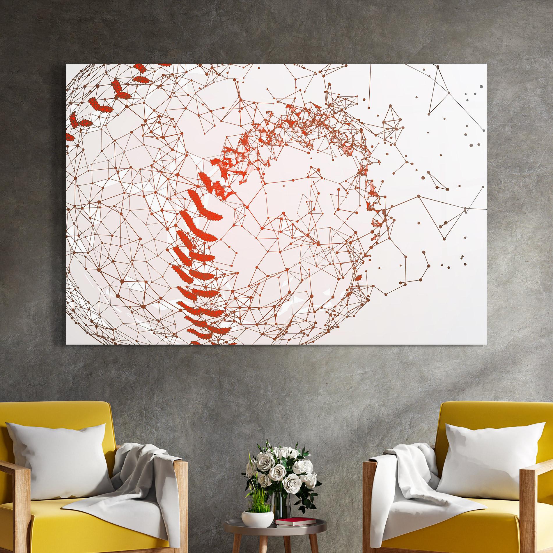 Glasbild Baseball Line Art mockup 4