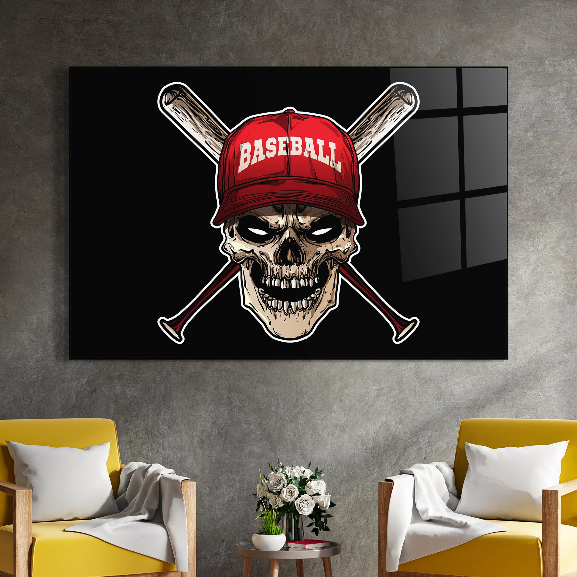 Glasbild Baseball Skull mockup 4