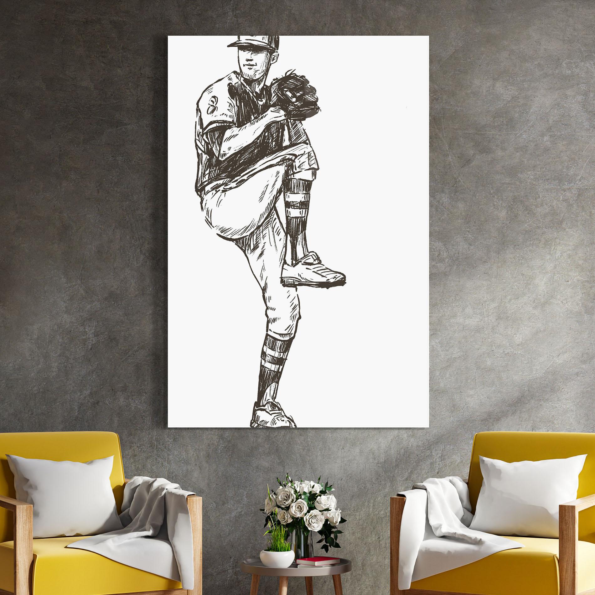 Glasbild Baseball Player Line mockup 4