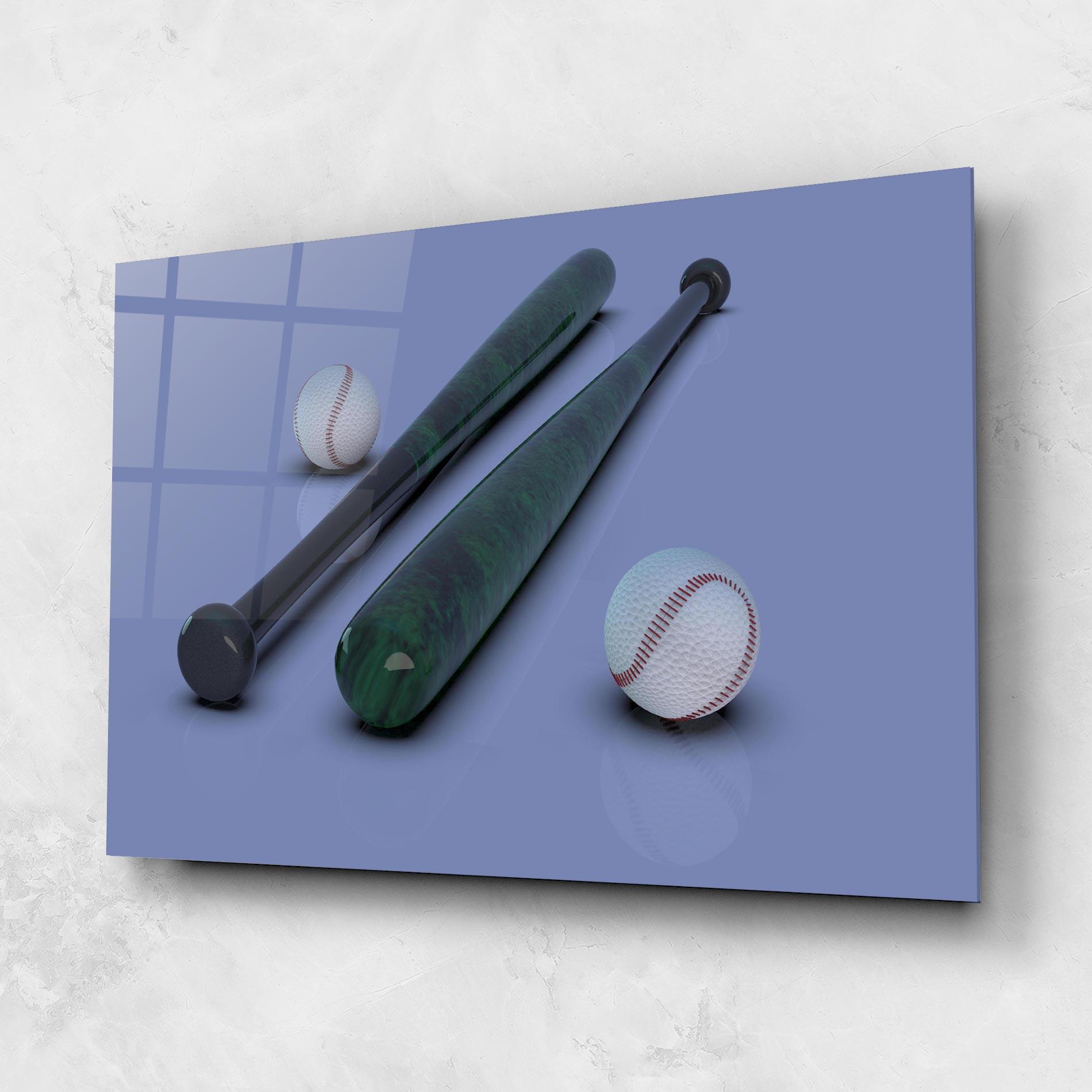 Glasbild Baseball Ball On Purple mockup 1