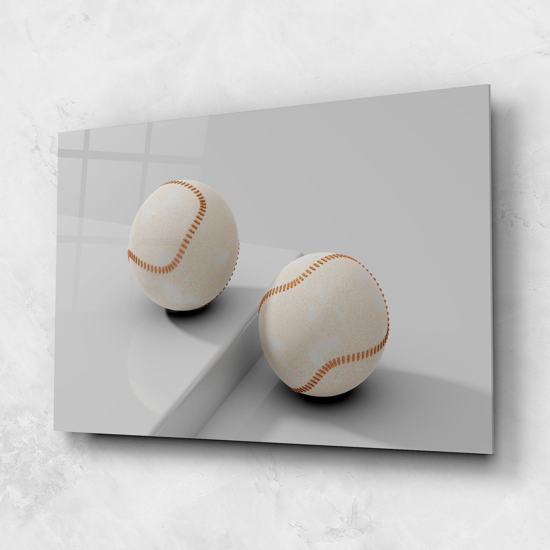 Glasbild Baseball Ball On White mockup 1