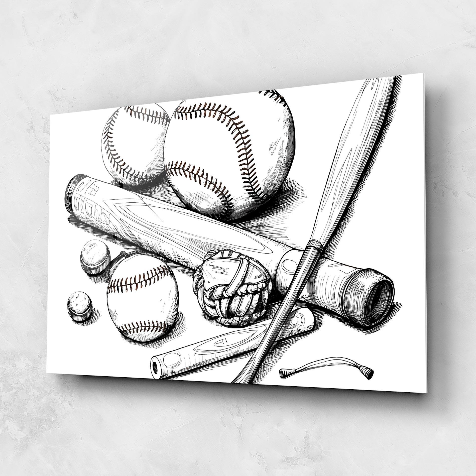 Glasbild Baseball Balls Line mockup 1