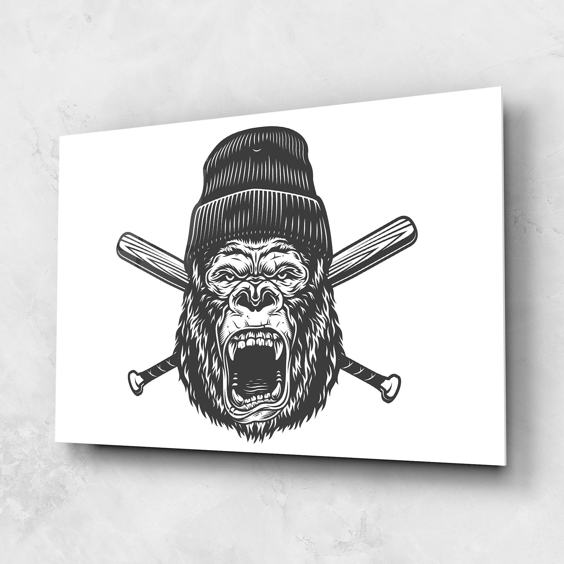 Glasbild Baseball Gorilla mockup 1