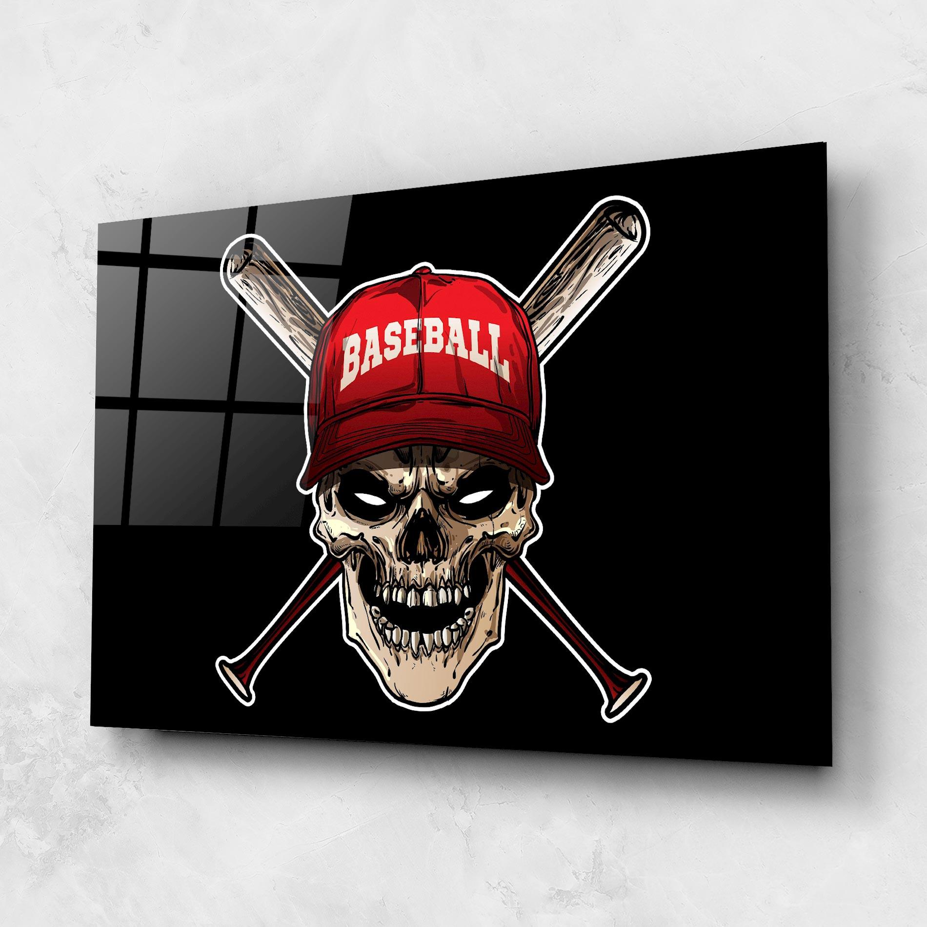 Glasbild Baseball Skull mockup 1