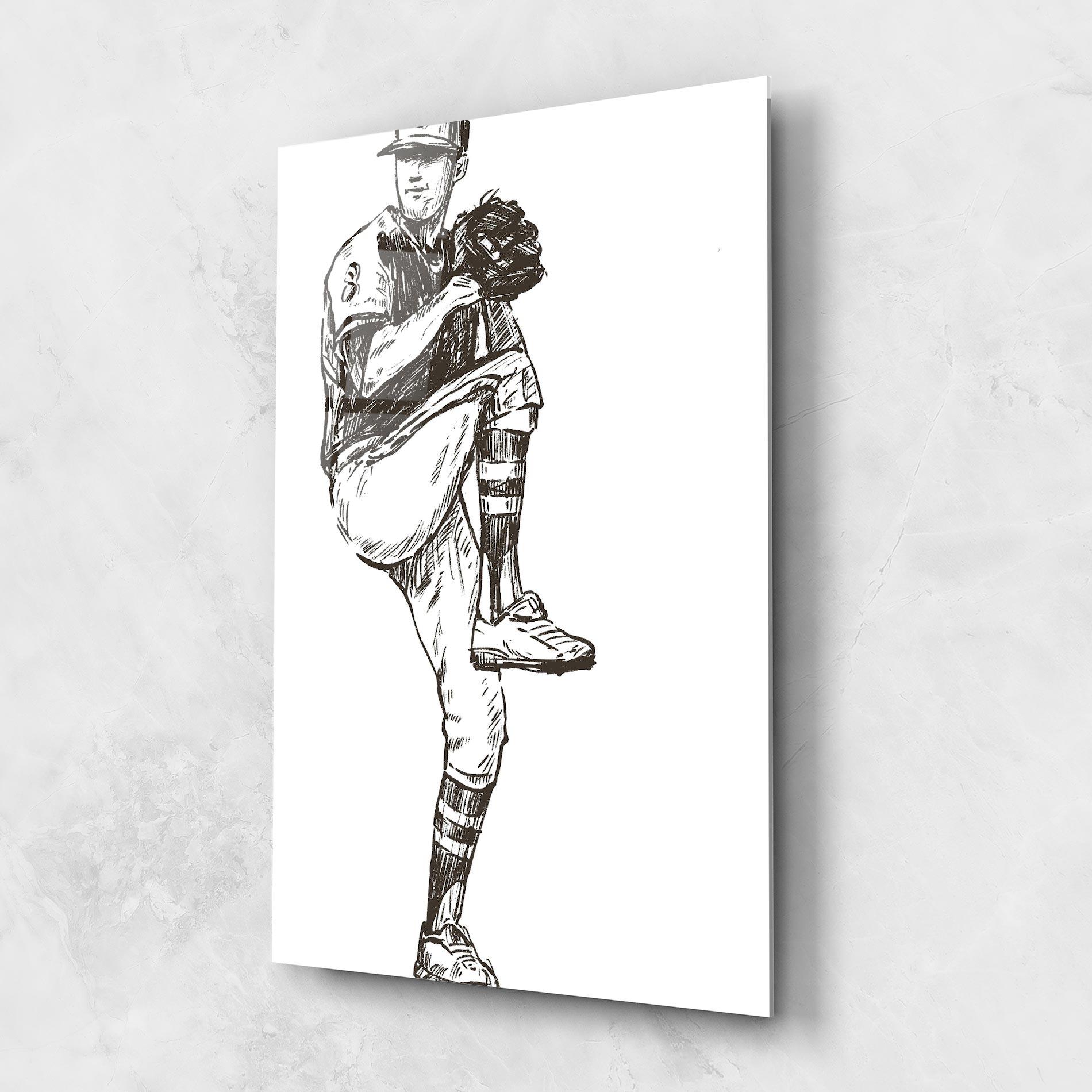 Glasbild Baseball Player Line mockup 1