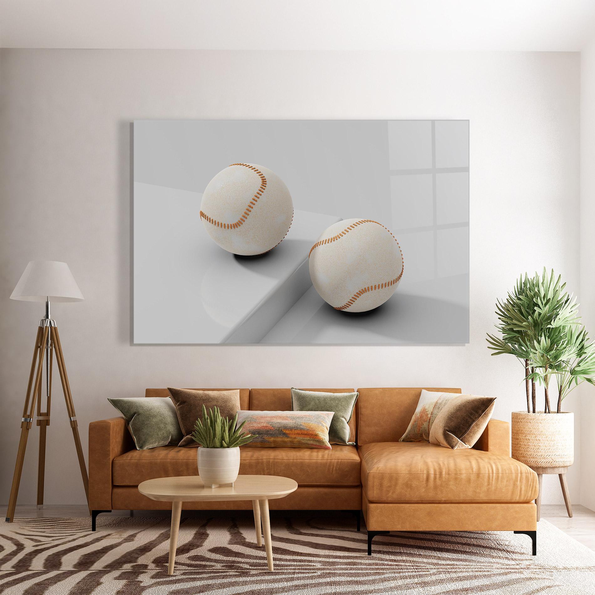 Glasbild Baseball Ball On White mockup 7