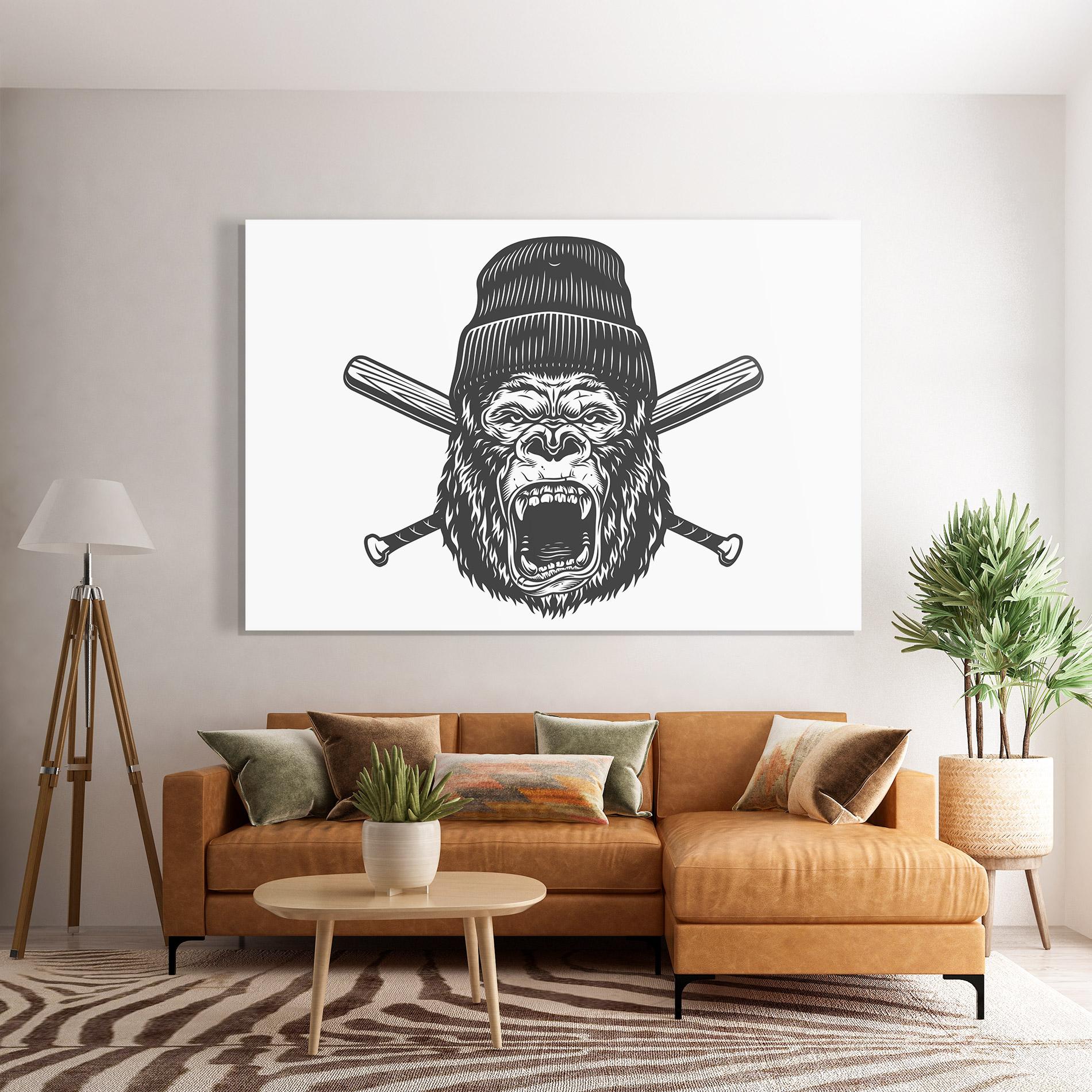 Glasbild Baseball Gorilla mockup 7