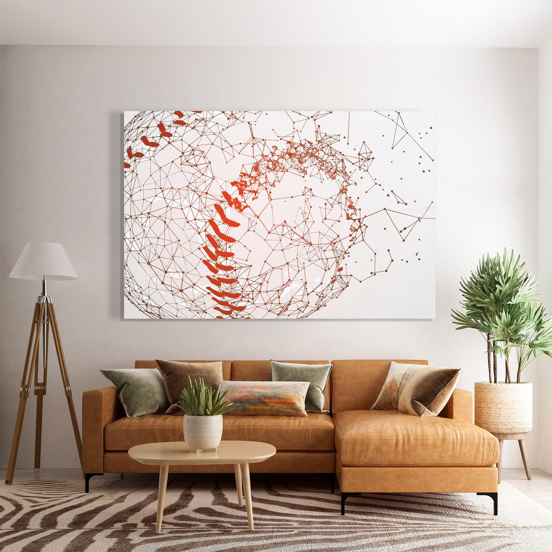 Glasbild Baseball Line Art mockup 7