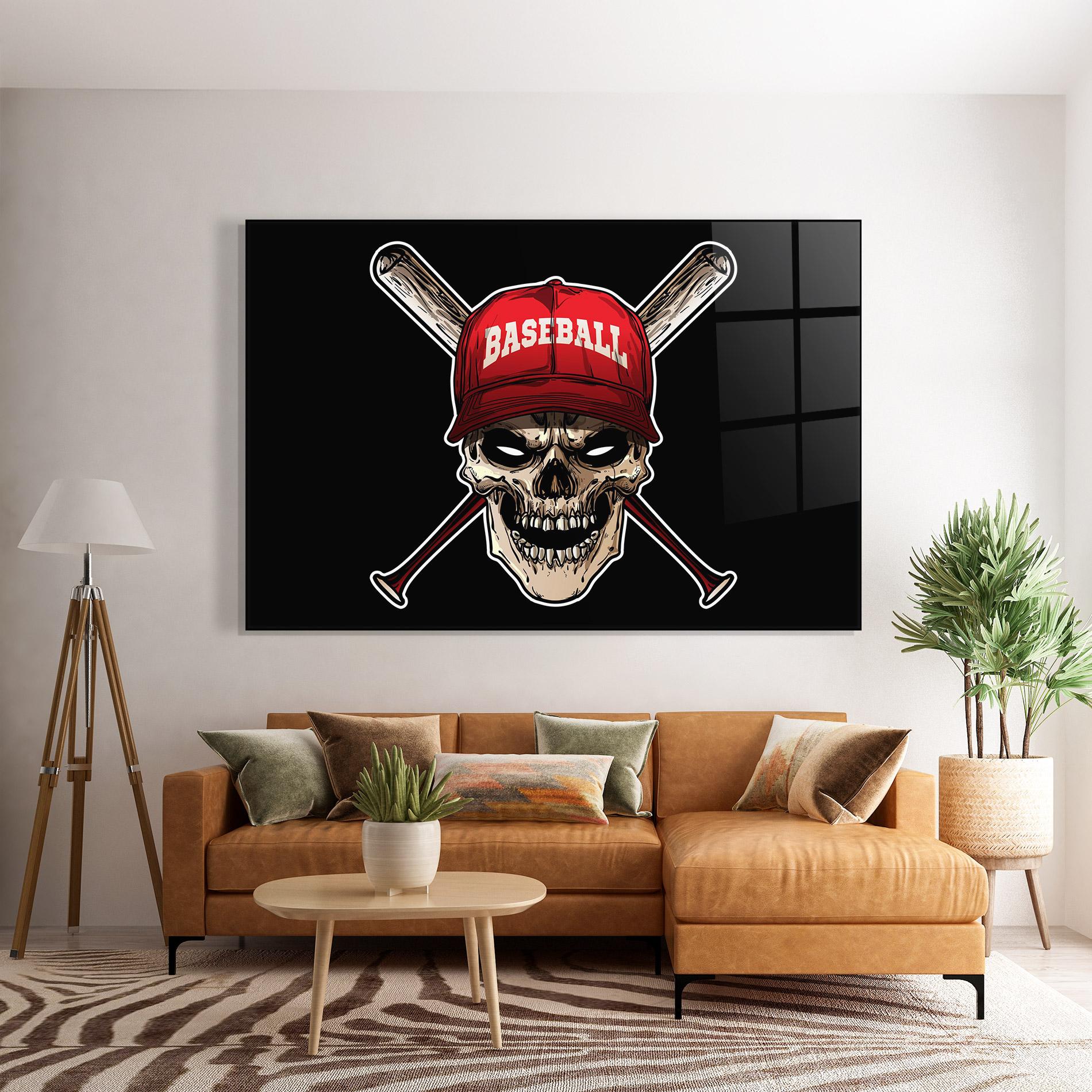 Glasbild Baseball Skull mockup 7