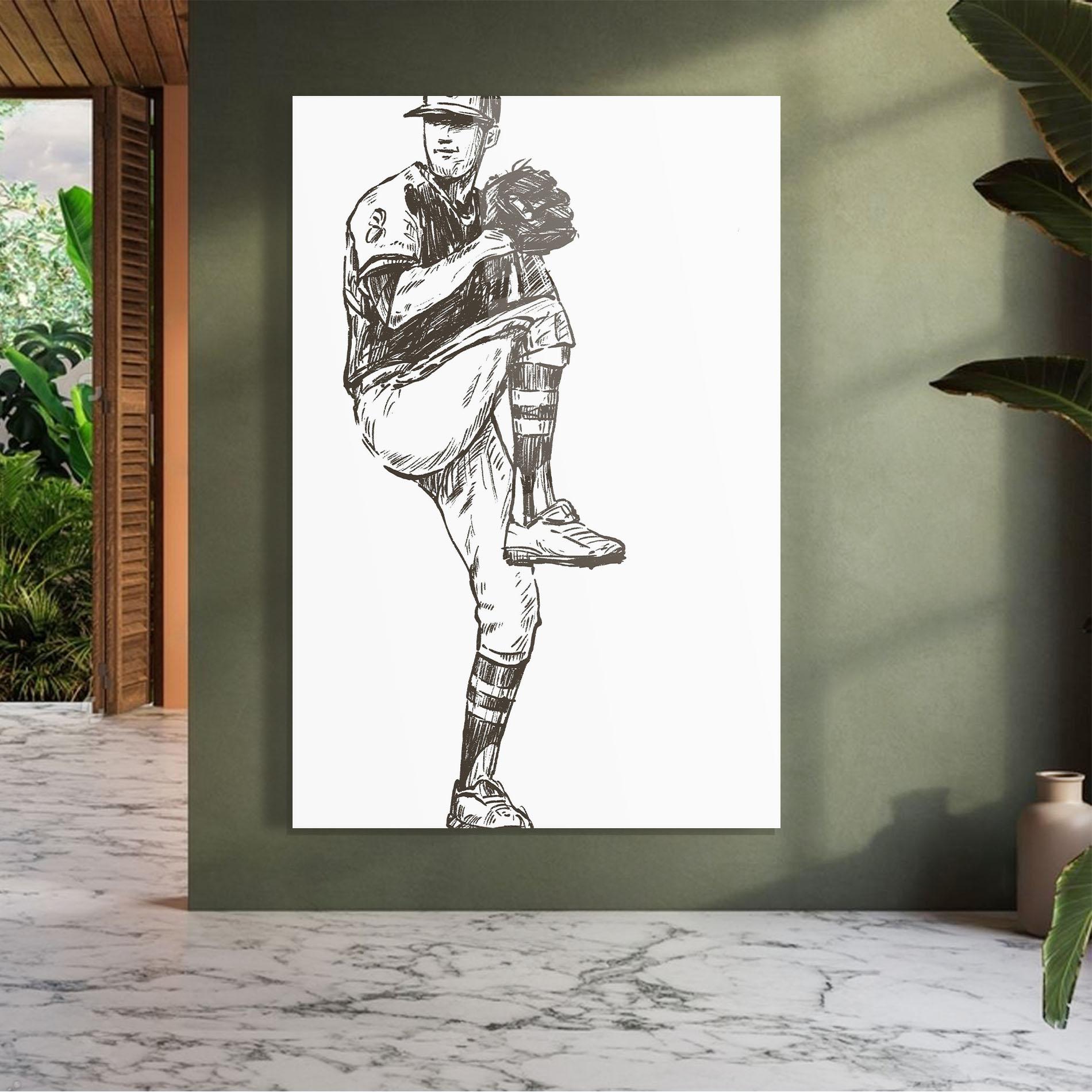 Glasbild Baseball Player Line mockup 7