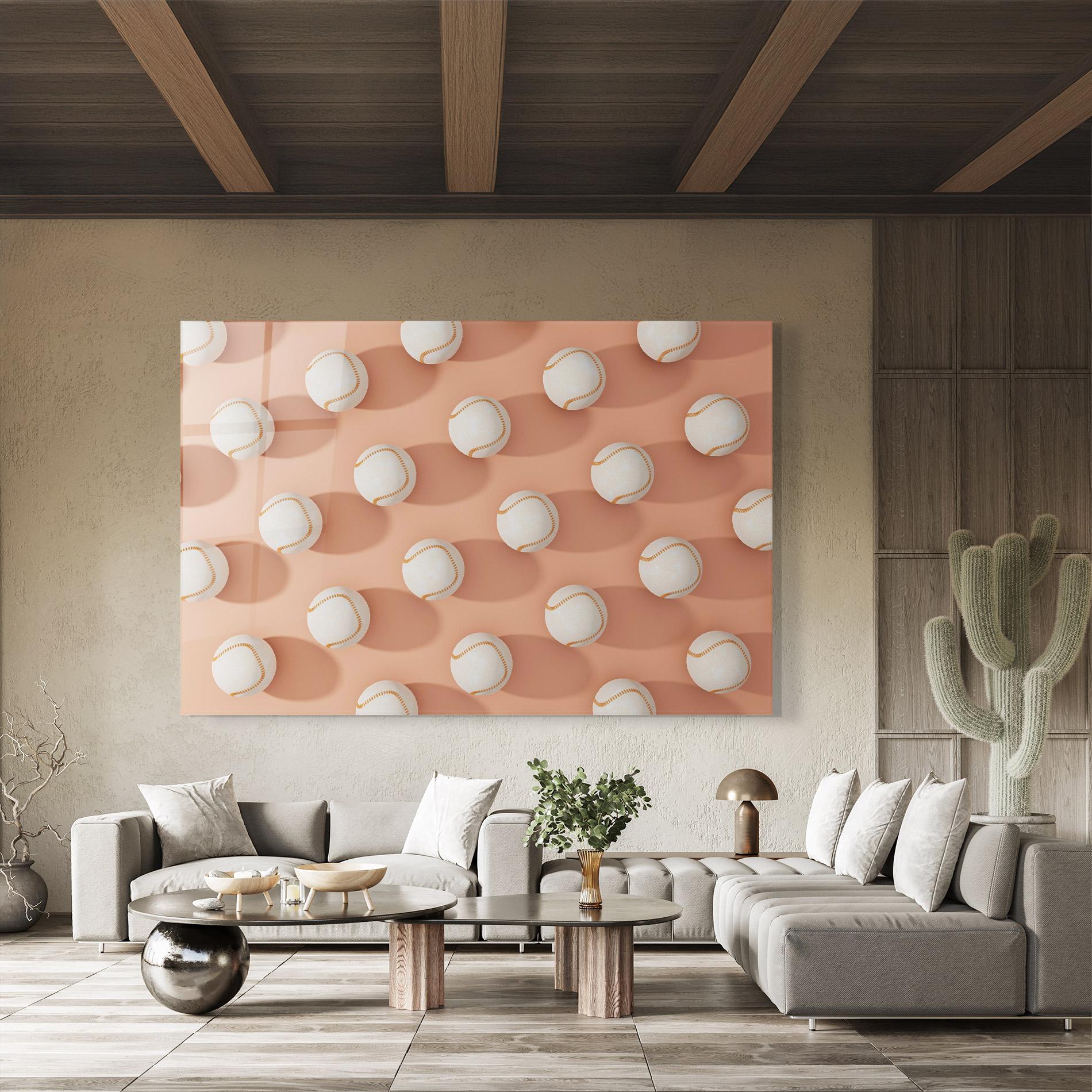 Glasbild Baseball Ball Pattern mockup 8