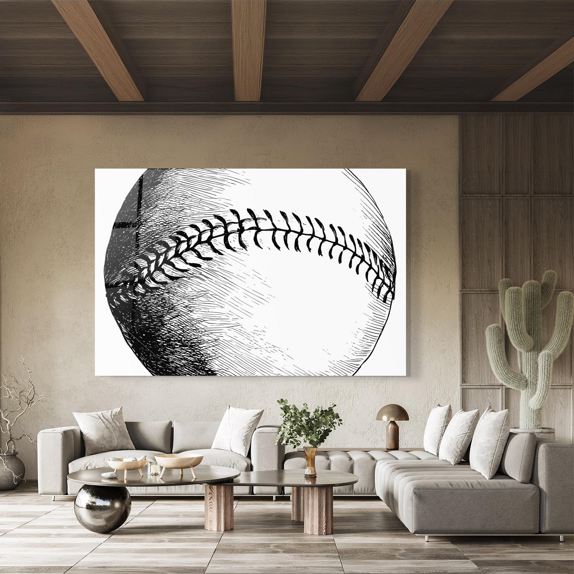 Glasbild Baseball Black Line mockup 8