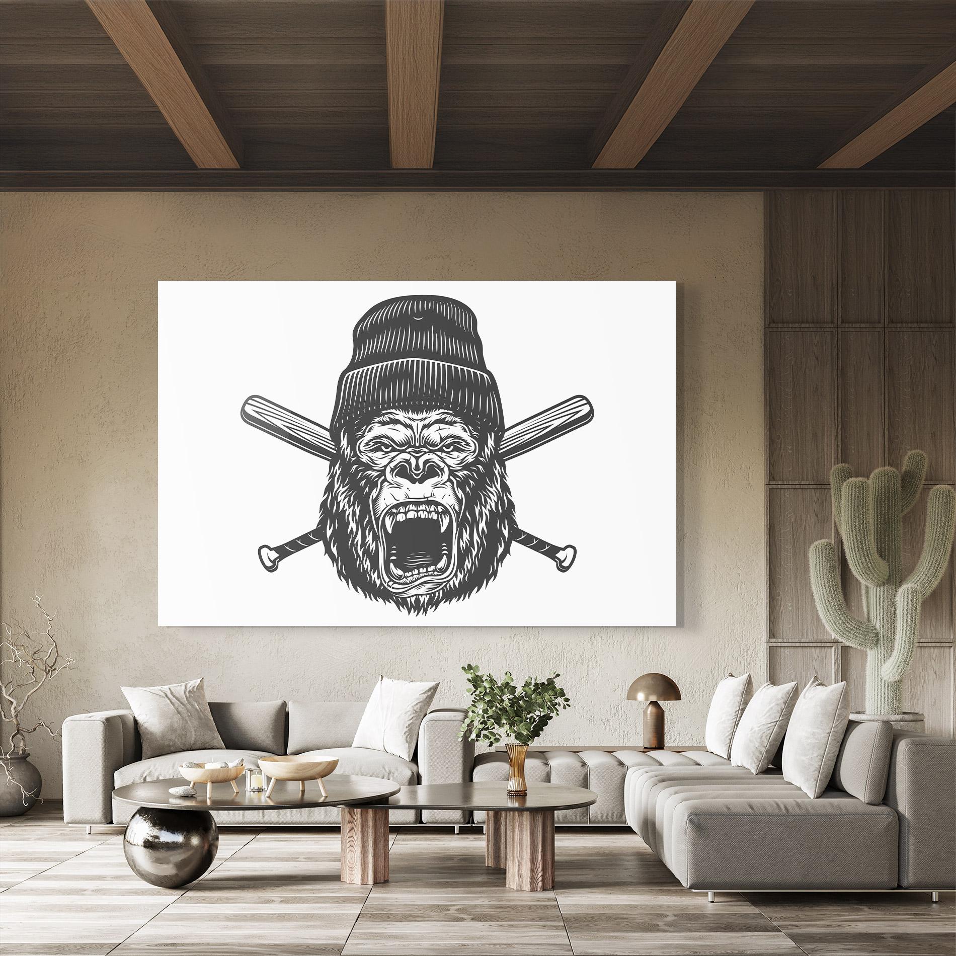 Glasbild Baseball Gorilla mockup 8