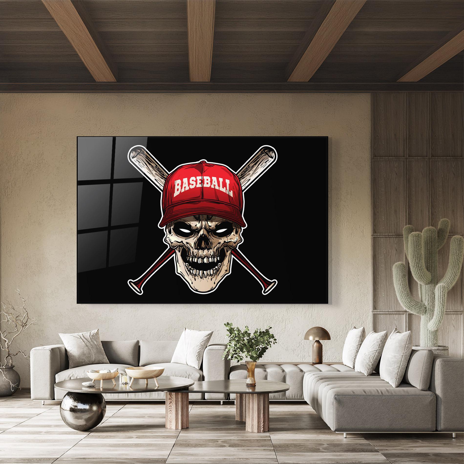 Glasbild Baseball Skull mockup 8