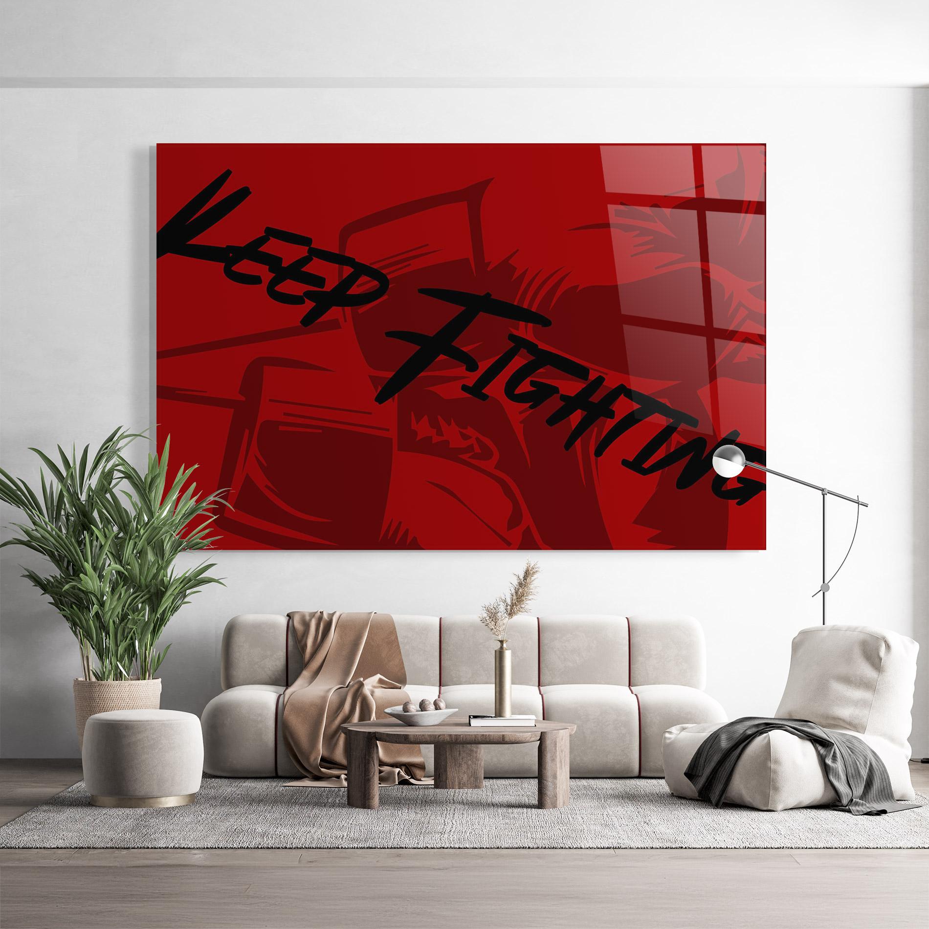 Glasbild Keep Fighting mockup 9
