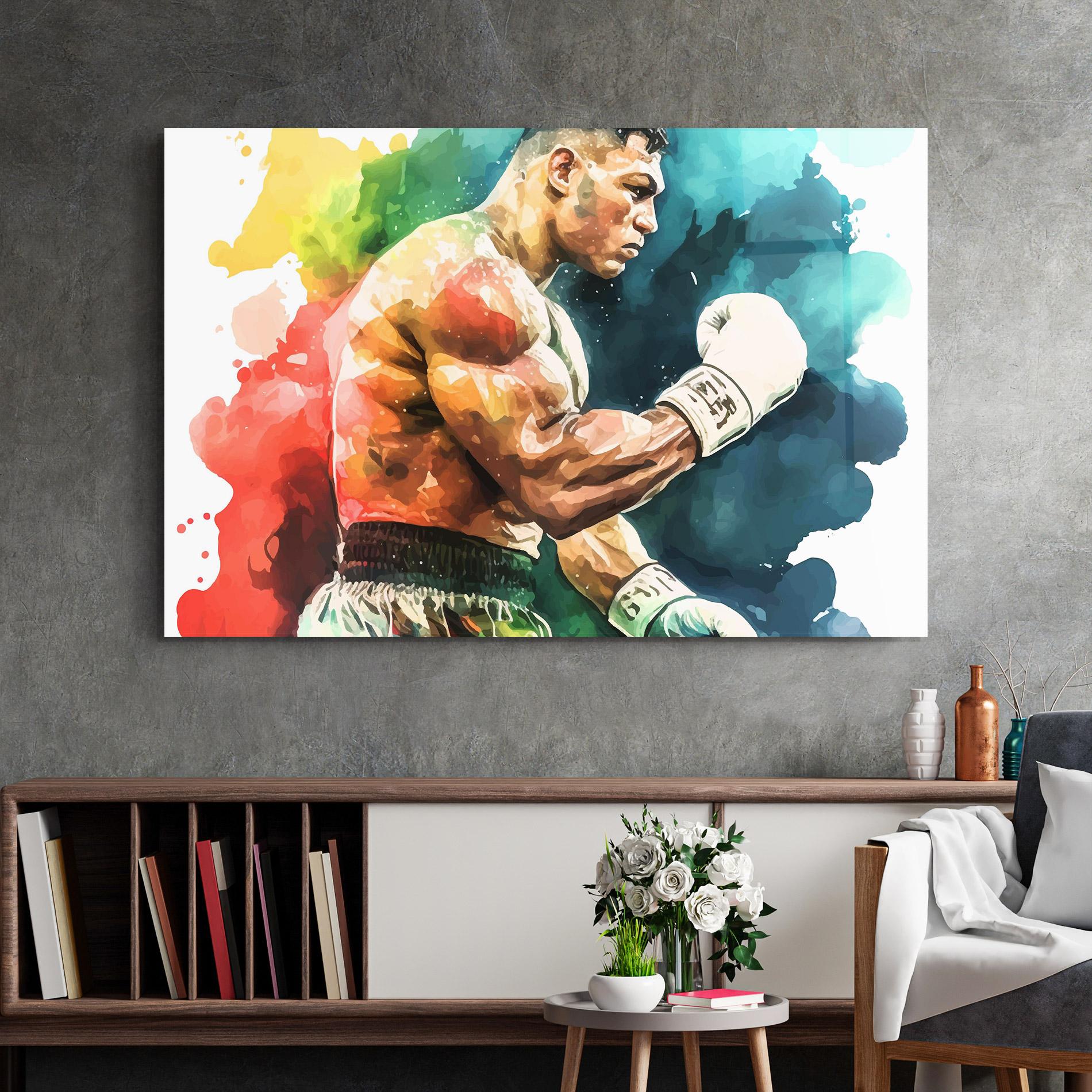 Glasbild Boxing Blue Red mockup 2