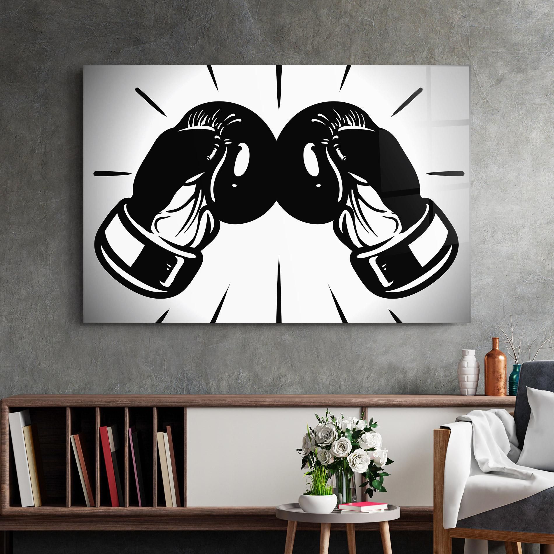 Glasbild Boxing Gloves Line mockup 2