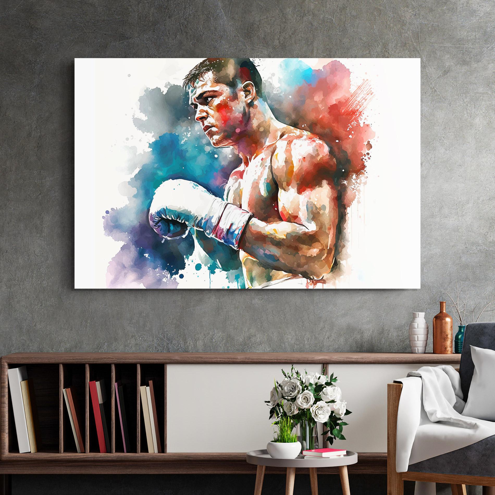 Glasbild Boxing Red Blue mockup 2